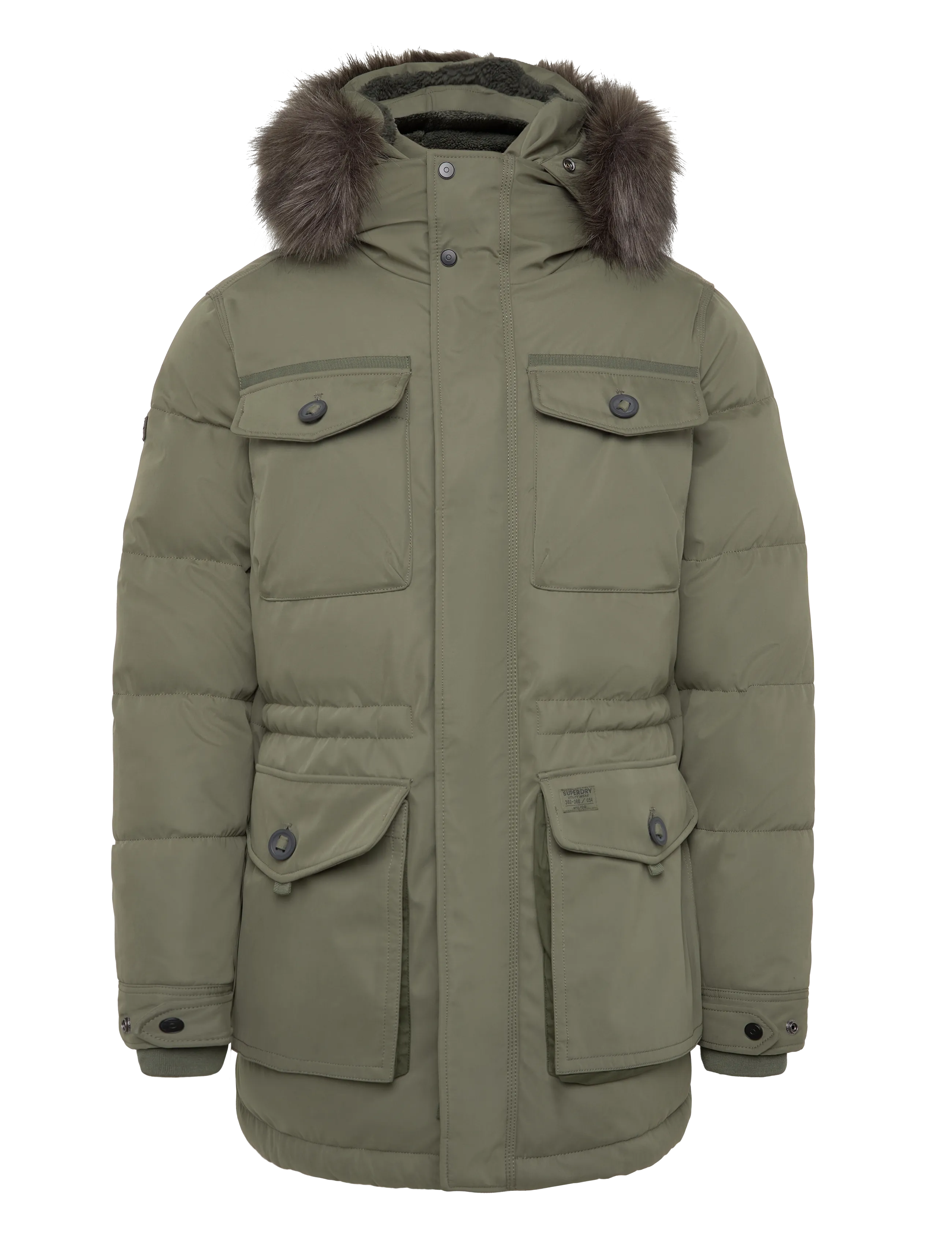 Superdry CHINOOK FAUX FUR PARKA - Parkas - DUSTY OLIVE GREEN / khaki/green
