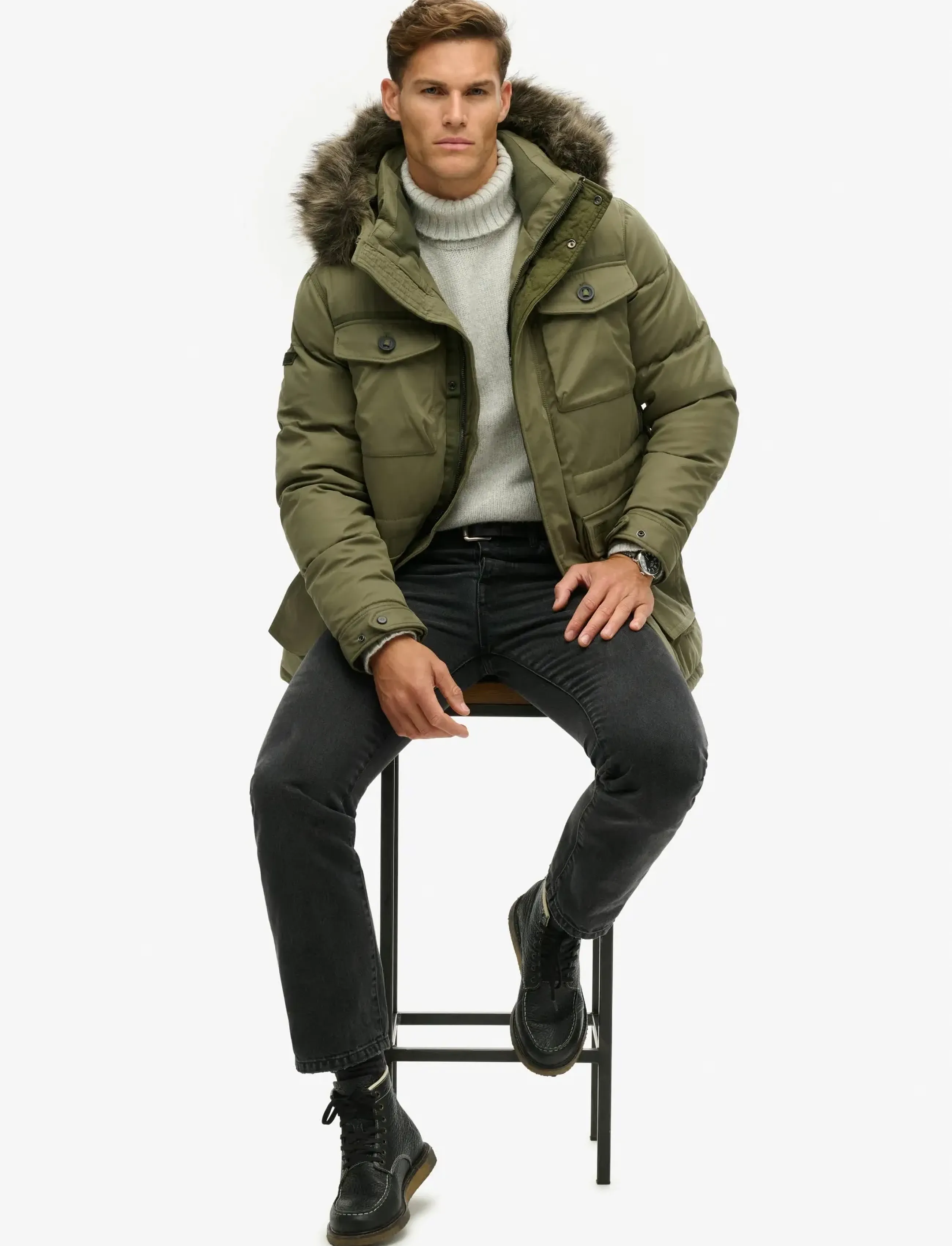 Superdry - CHINOOK FAUX FUR PARKA - dusty olive green - 2