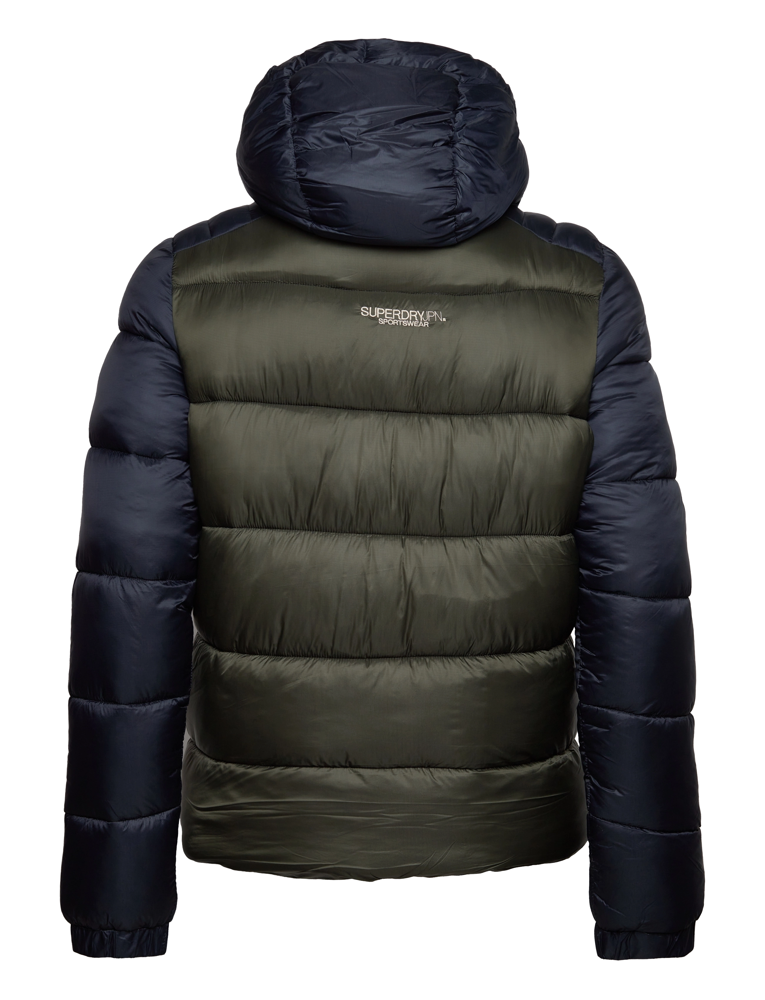 Superdry - HOOD COLOUR BLOCK SPORT PUFFER - eclipse navy/dark moss - 1
