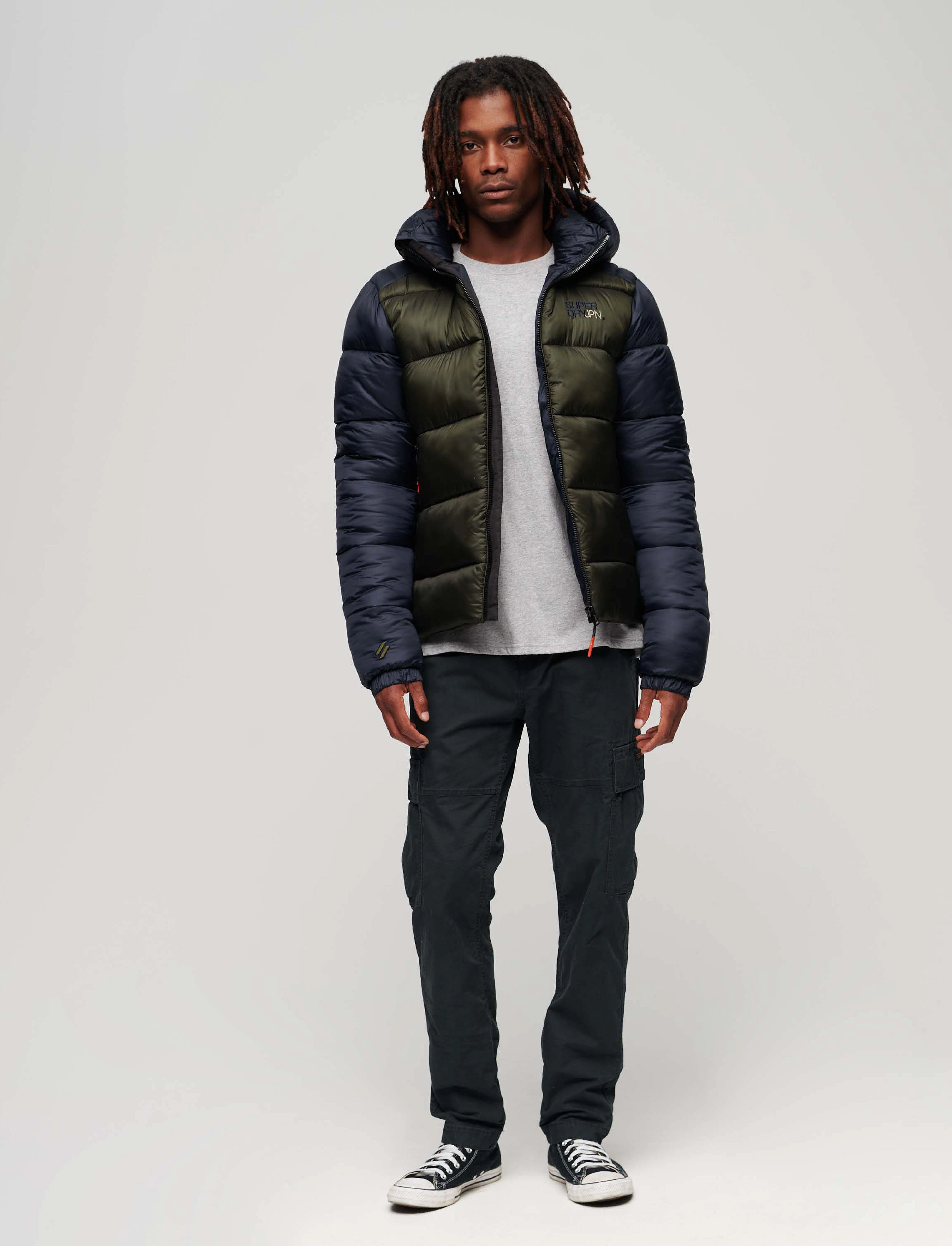 Superdry - HOOD COLOUR BLOCK SPORT PUFFER - eclipse navy/dark moss - 4
