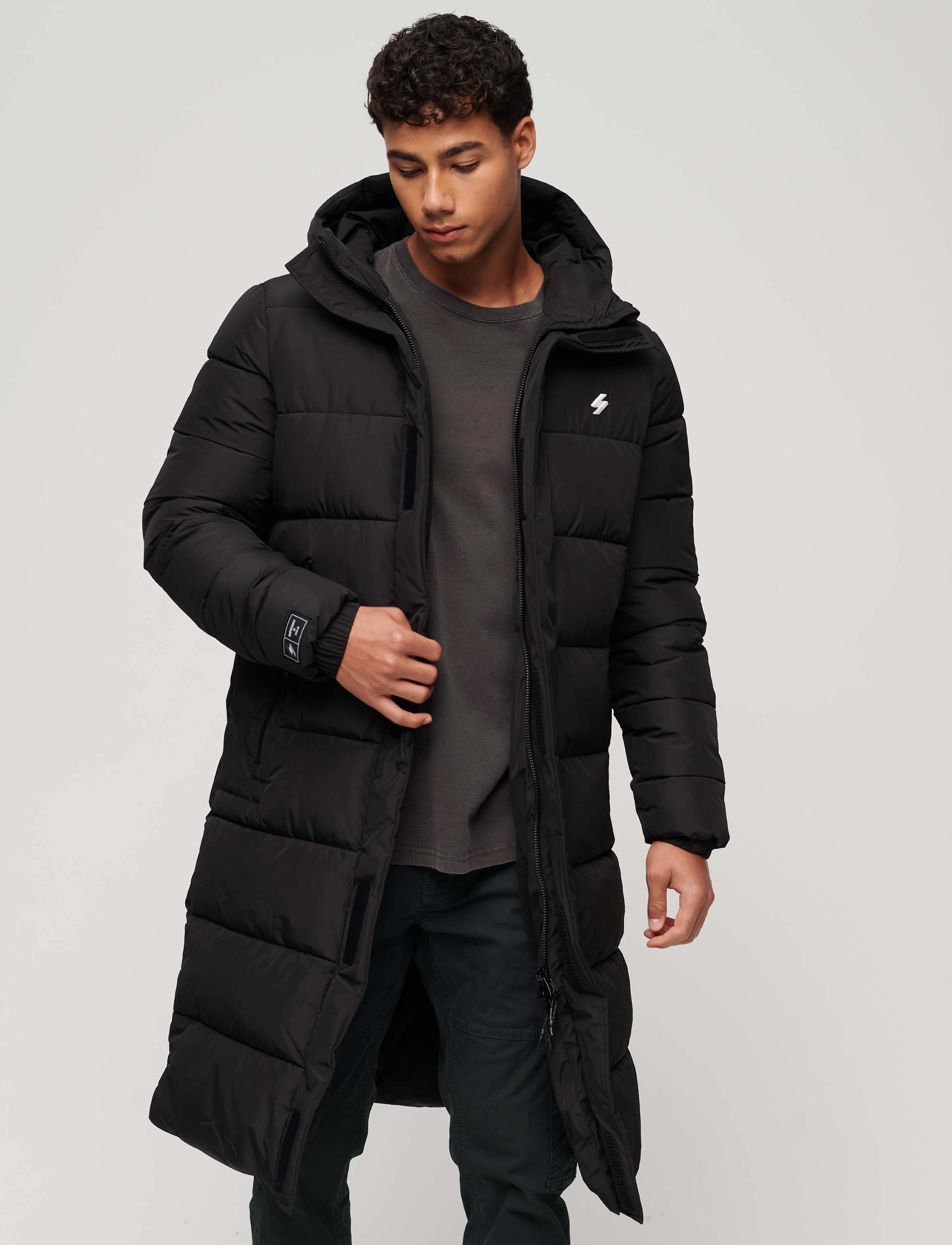 Superdry - HOODED LONGLINE SPORTS PUFFER - black - 2