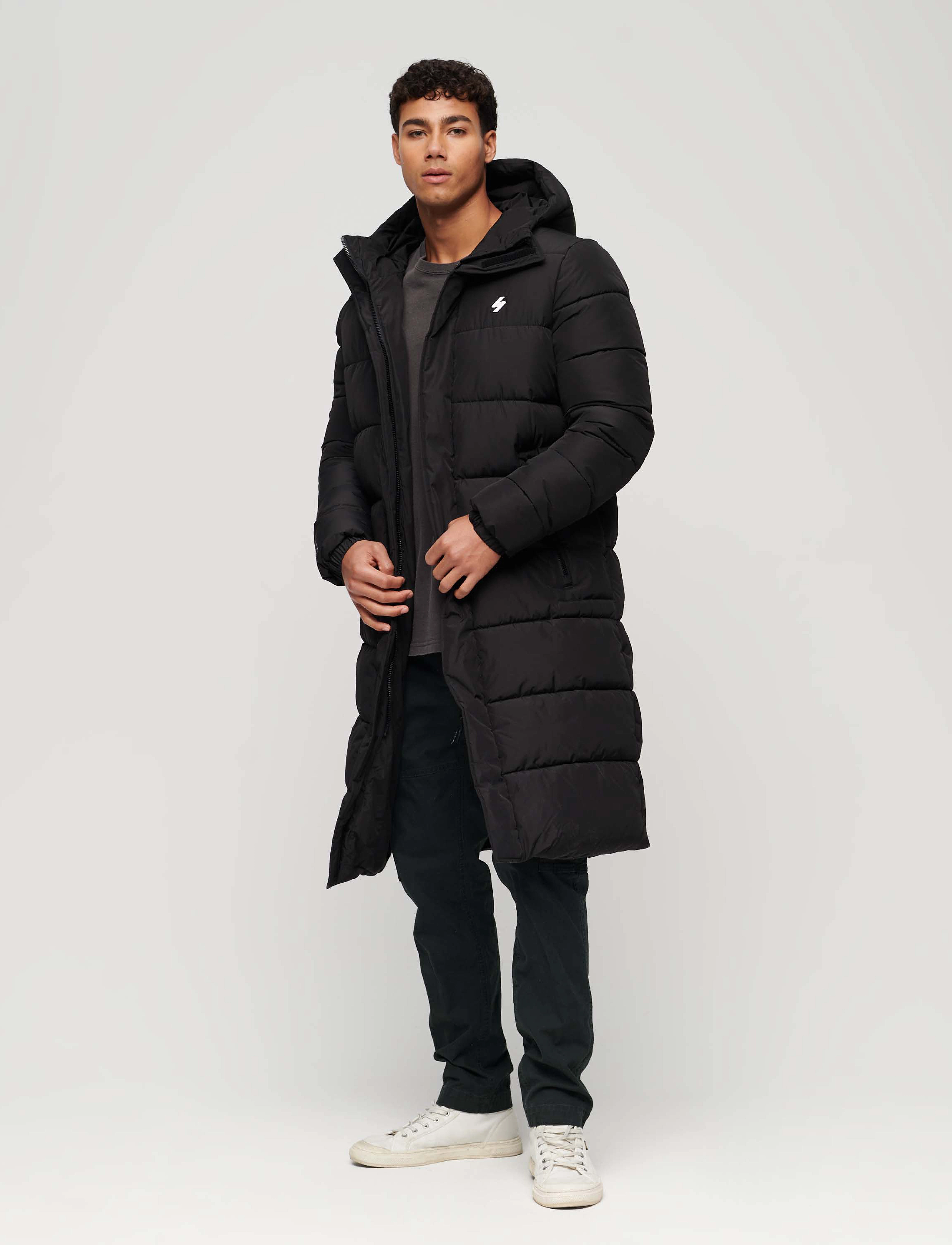 Superdry - HOODED LONGLINE SPORTS PUFFER - black - 3