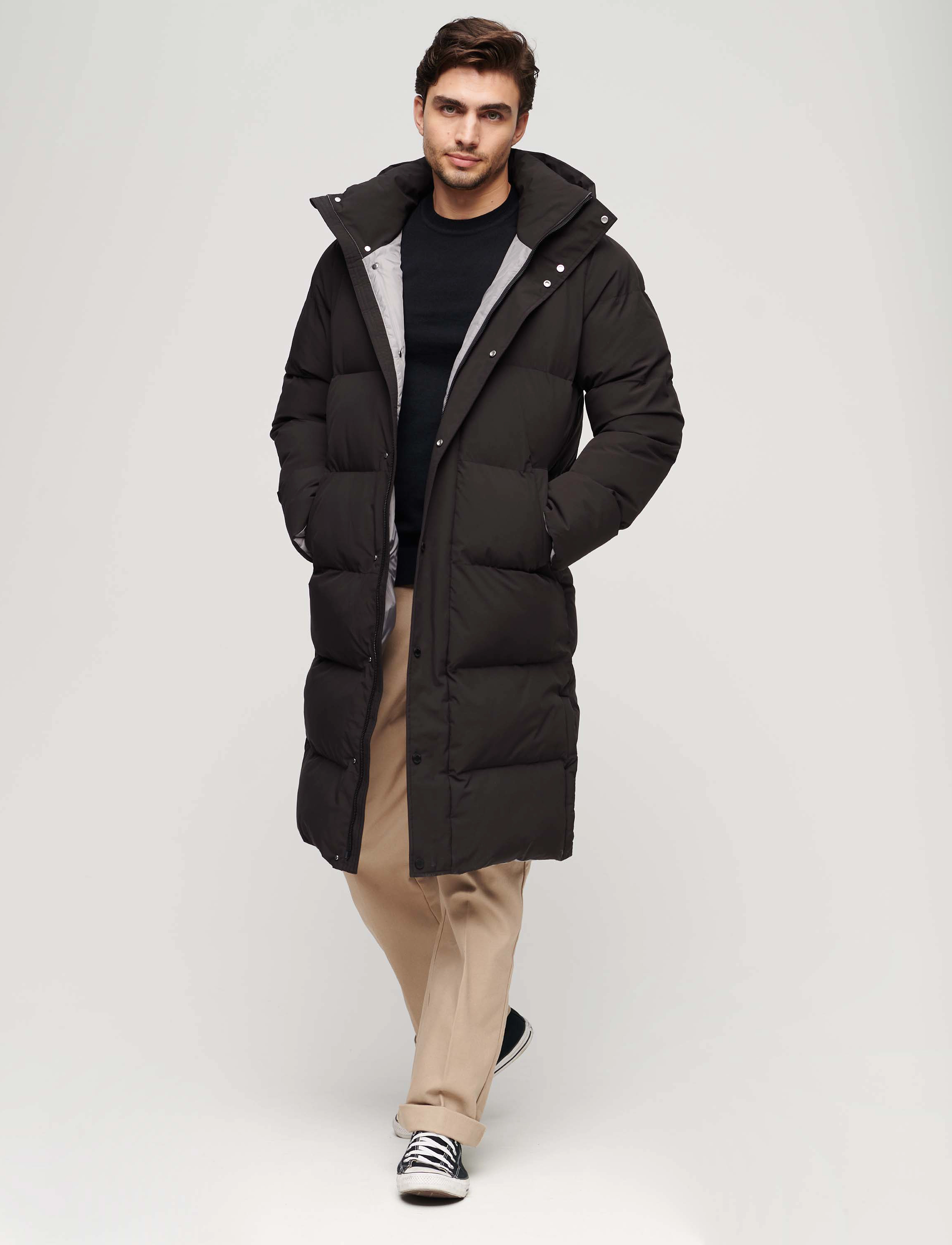 Superdry - LONGLINE HOODED PUFFER COAT - black - 4