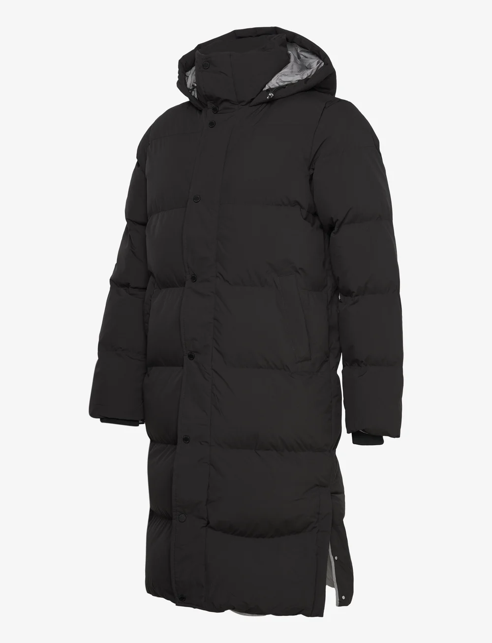 Black longline hooded puffer coat shop