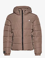 HOODED SPORTS PUFFR JACKET - FOSSIL BROWN