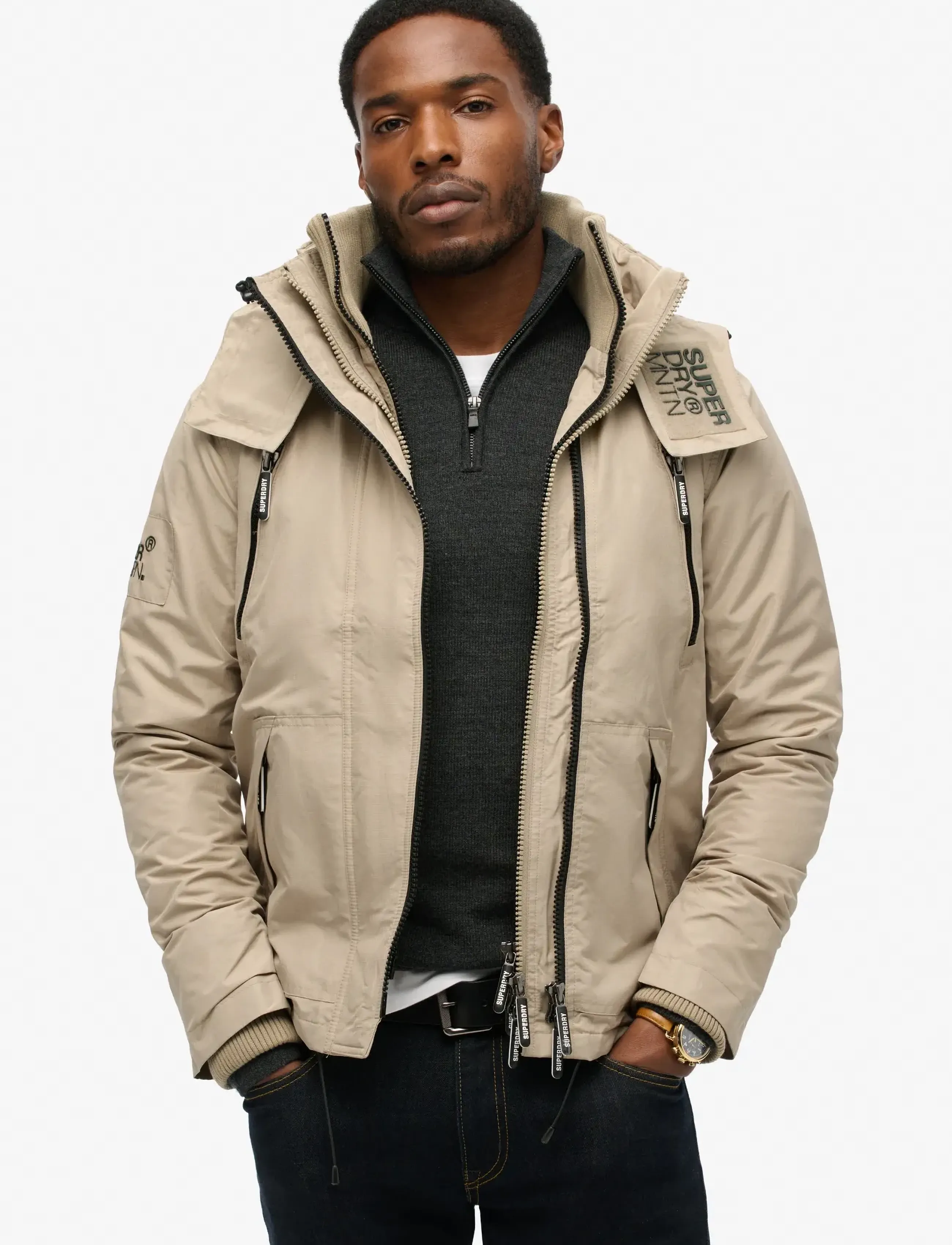Superdry Mountain Windcheater, Mænd, Vindjakke, Beige, Str: S