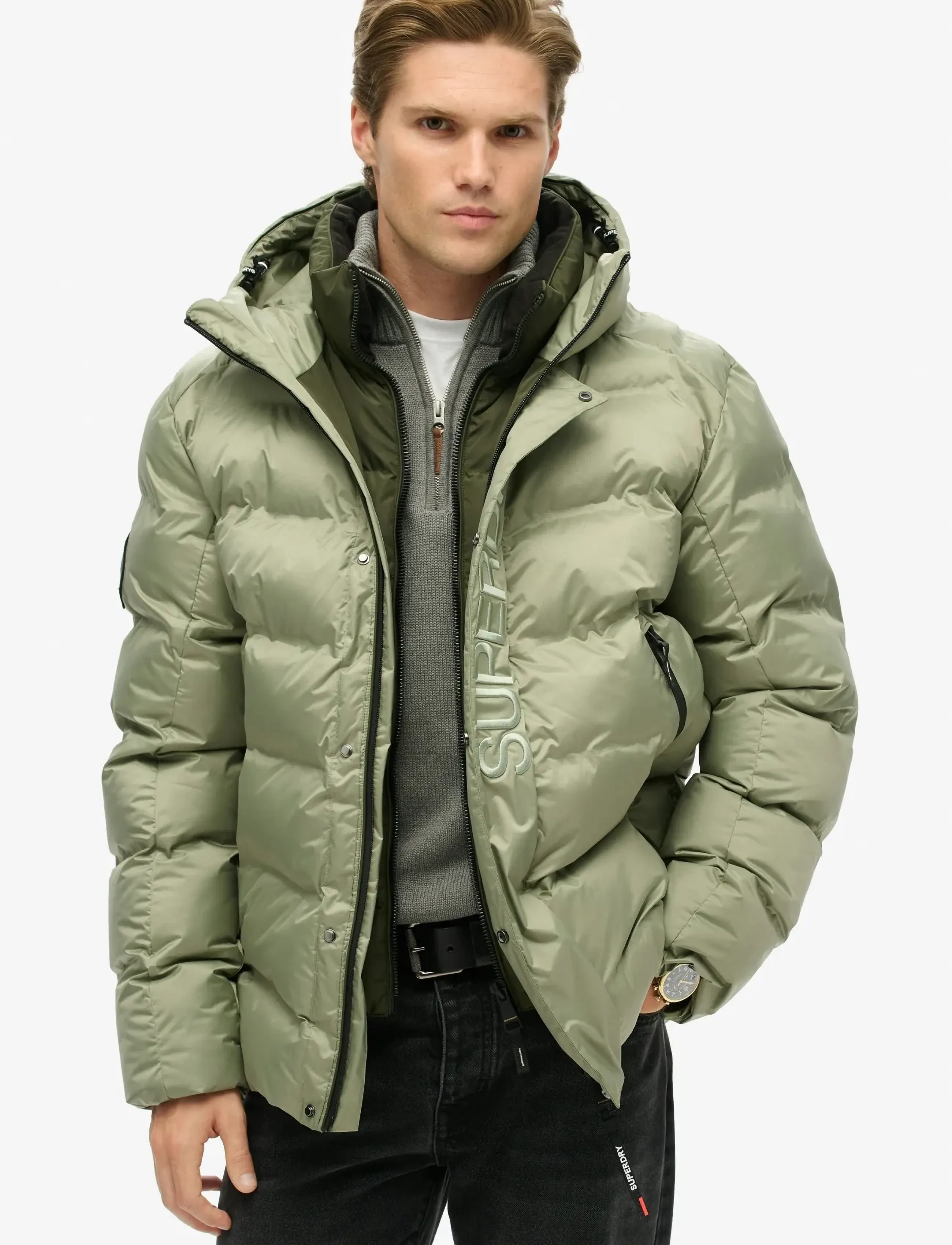 Superdry - HOODED CITY GRAPHIC PUFFER JKT - winterjacken - seagrass green - 0