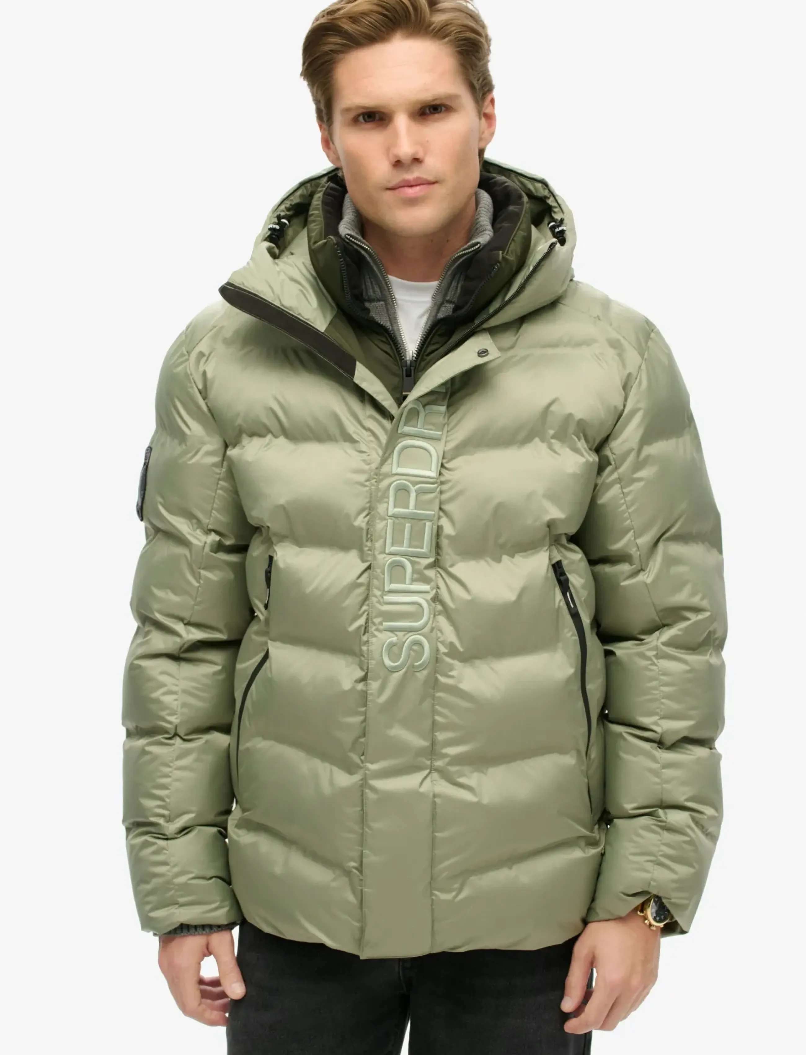 Superdry - HOODED CITY GRAPHIC PUFFER JKT - winterjacken - seagrass green - 4