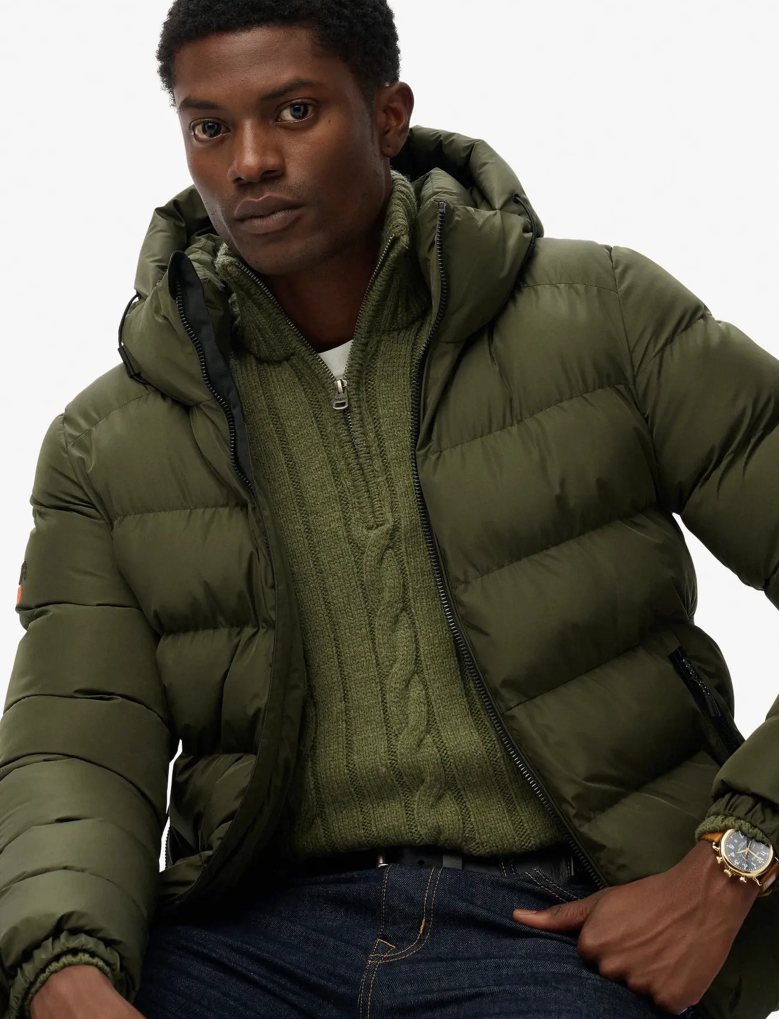 Superdry - HOODED SPORTS PUFFER JACKET - dunjakker - army khaki/army khaki - 4