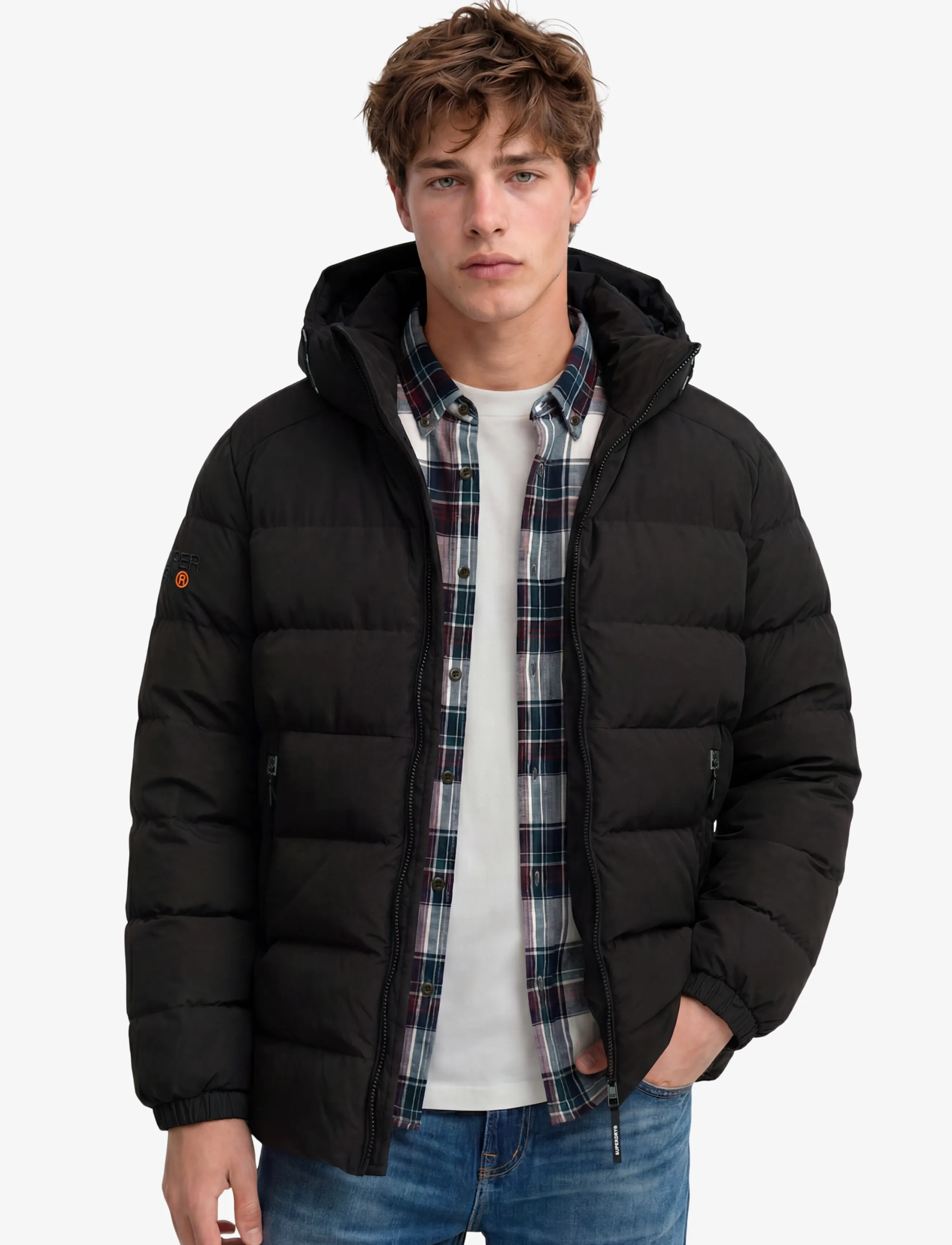 Superdry - HOODED SPORTS PUFFER JACKET - daunenjacken - black/black - 0