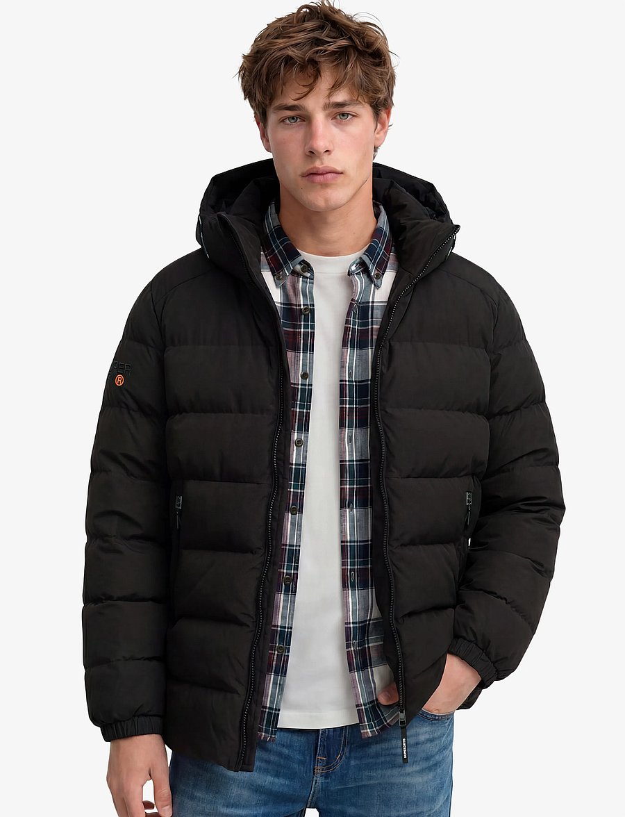 Superdry - HOODED SPORTS PUFFER JACKET - daunenjacken - black/black - 0