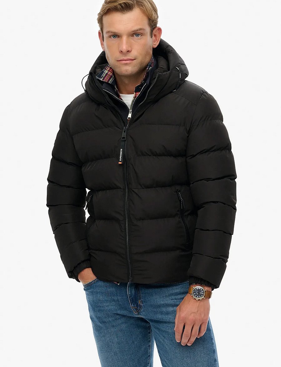 Superdry - HOODED SPORTS PUFFER JACKET - donsjassen - black/black - 3