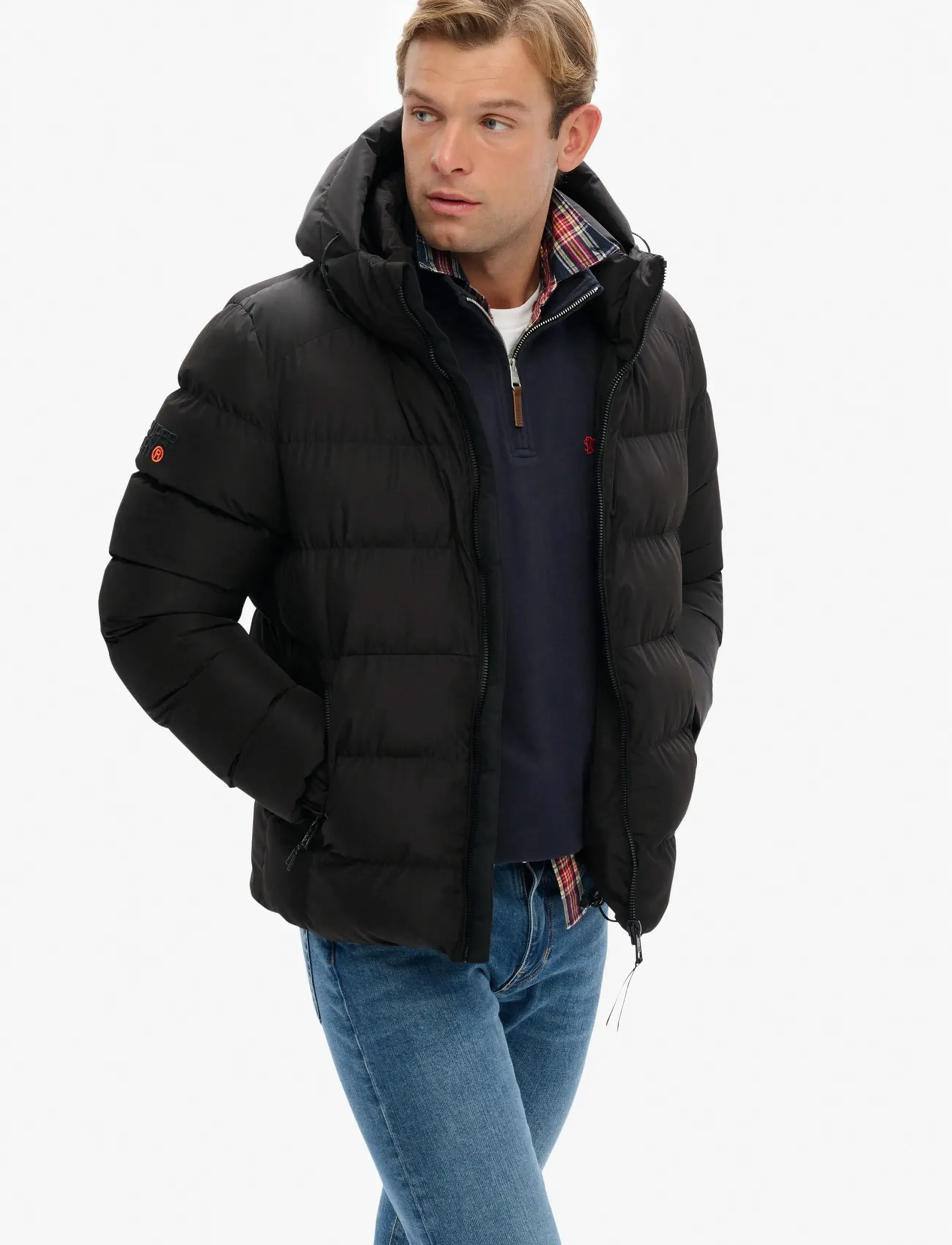 Superdry - HOODED SPORTS PUFFER JACKET - down jackets - black/black - 4