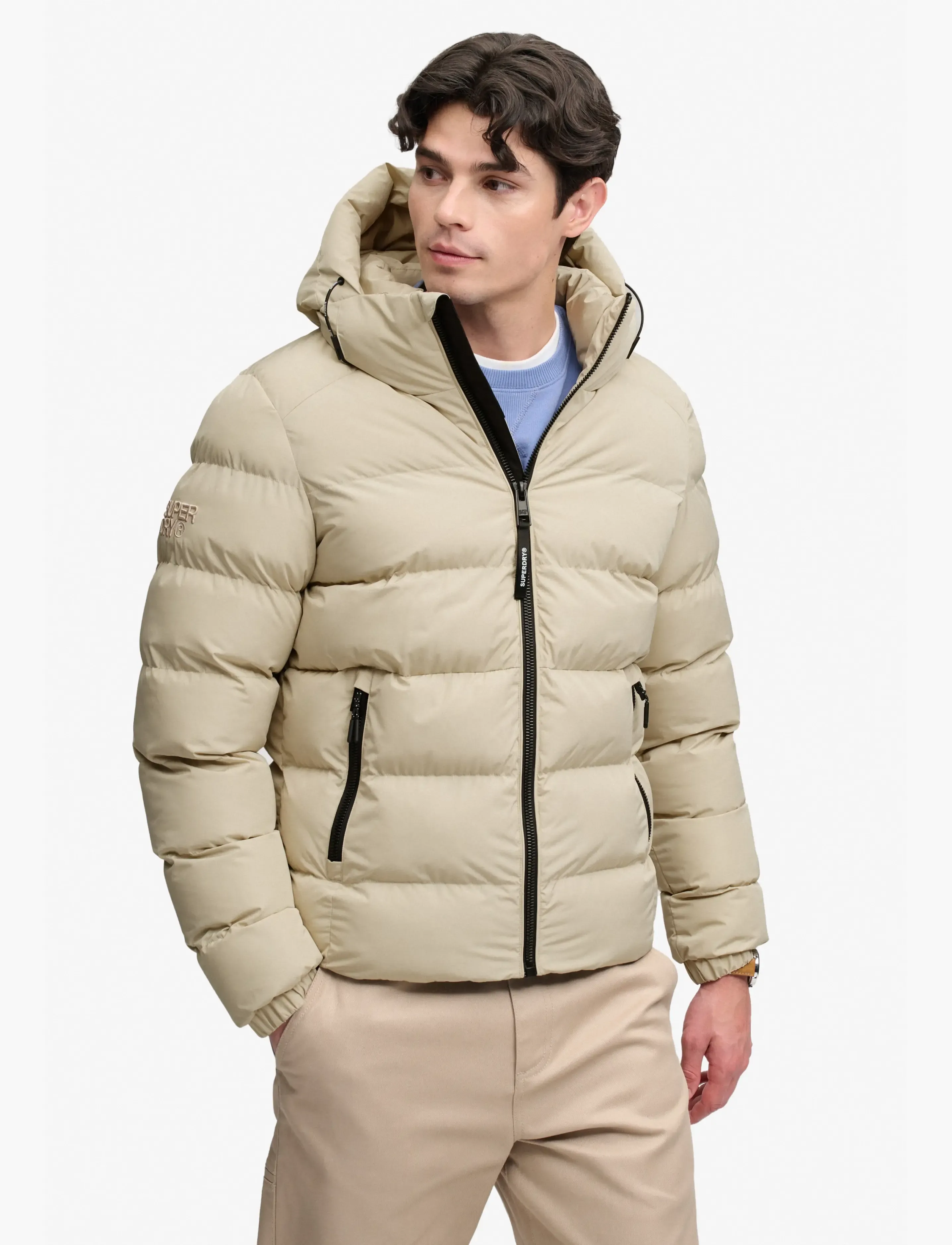 Superdry - HOODED SPORTS PUFFER JACKET - dunjackor - climbing chalk - 5