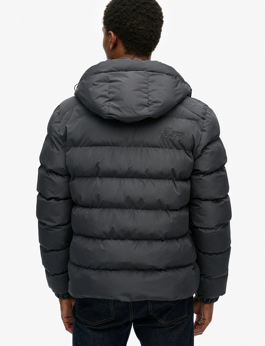 Superdry - HOODED SPORTS PUFFER JACKET - daunenjacken - ebony/ebony - 4