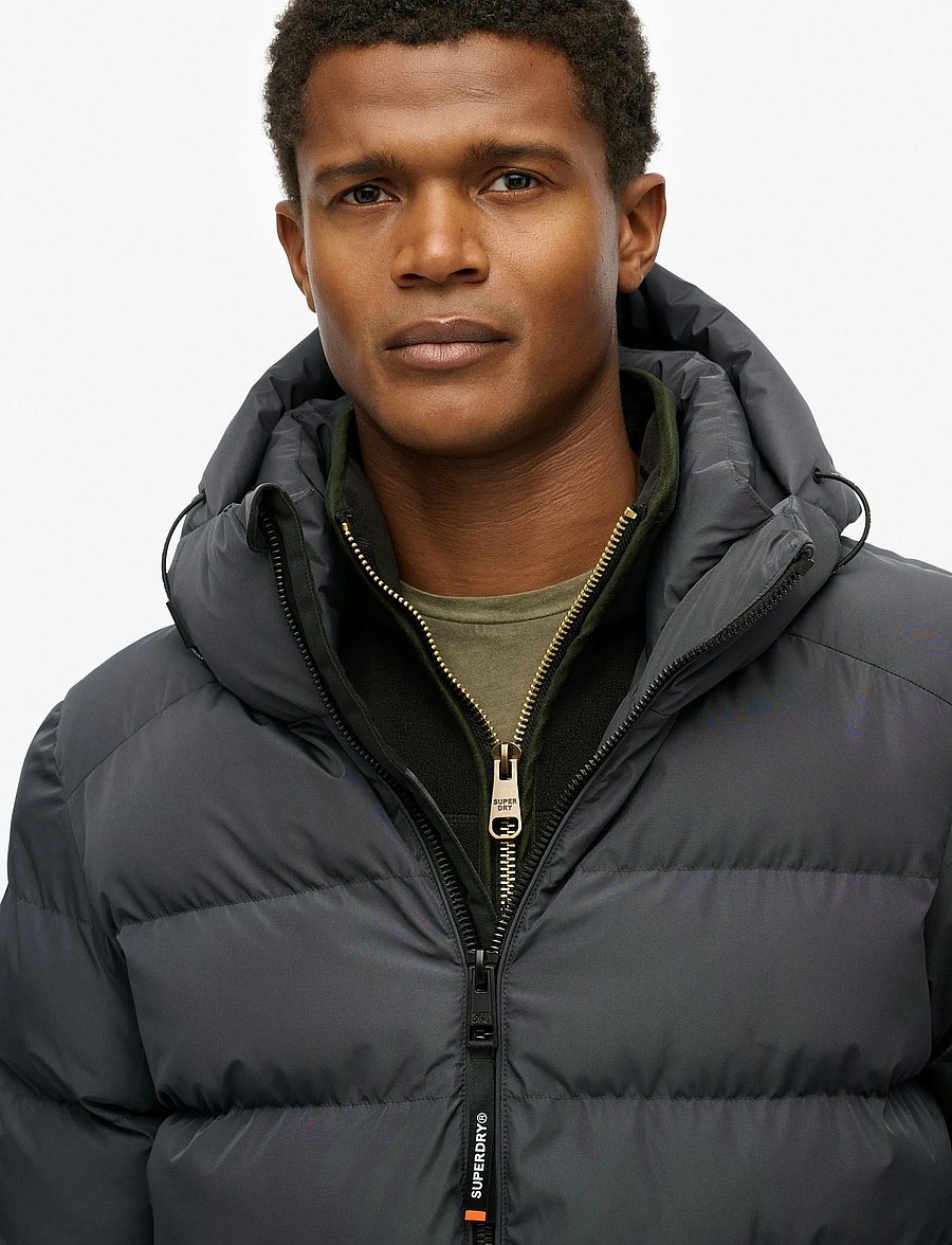 Superdry - HOODED SPORTS PUFFER JACKET - daunenjacken - ebony/ebony - 5