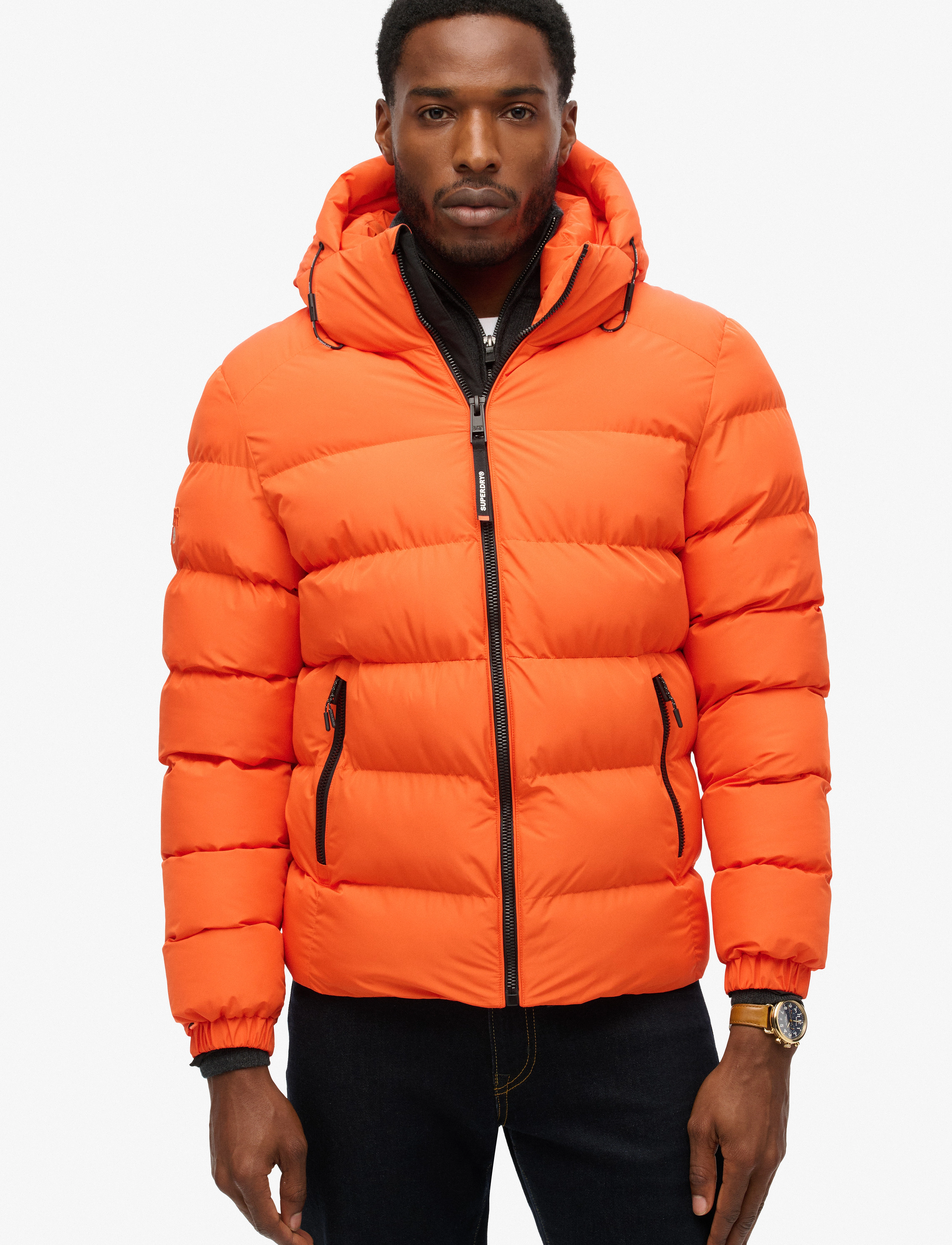 Superdry - HOODED SPORTS PUFFER JACKET - vinterjakker - flame orange - 3