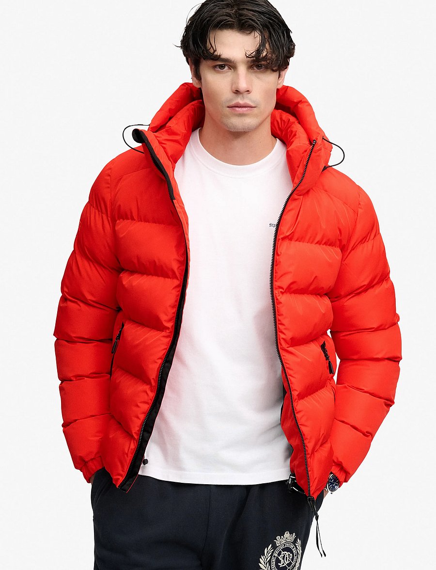 Superdry - HOODED SPORTS PUFFER JACKET - dunjackor - lead red - 0