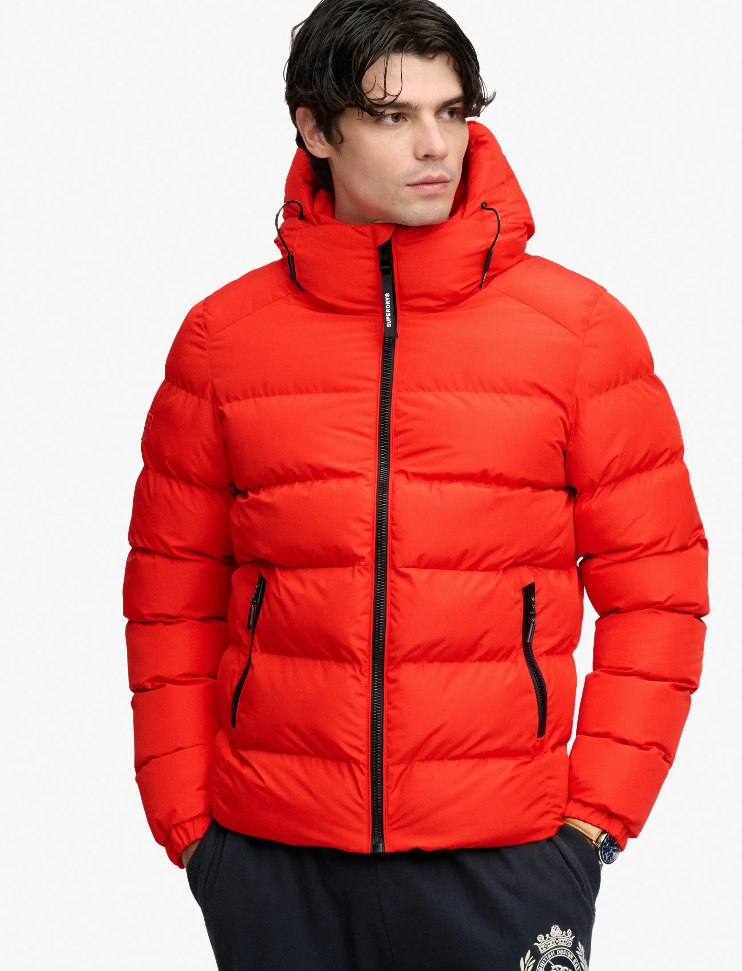 Superdry - HOODED SPORTS PUFFER JACKET - dunjackor - lead red - 5