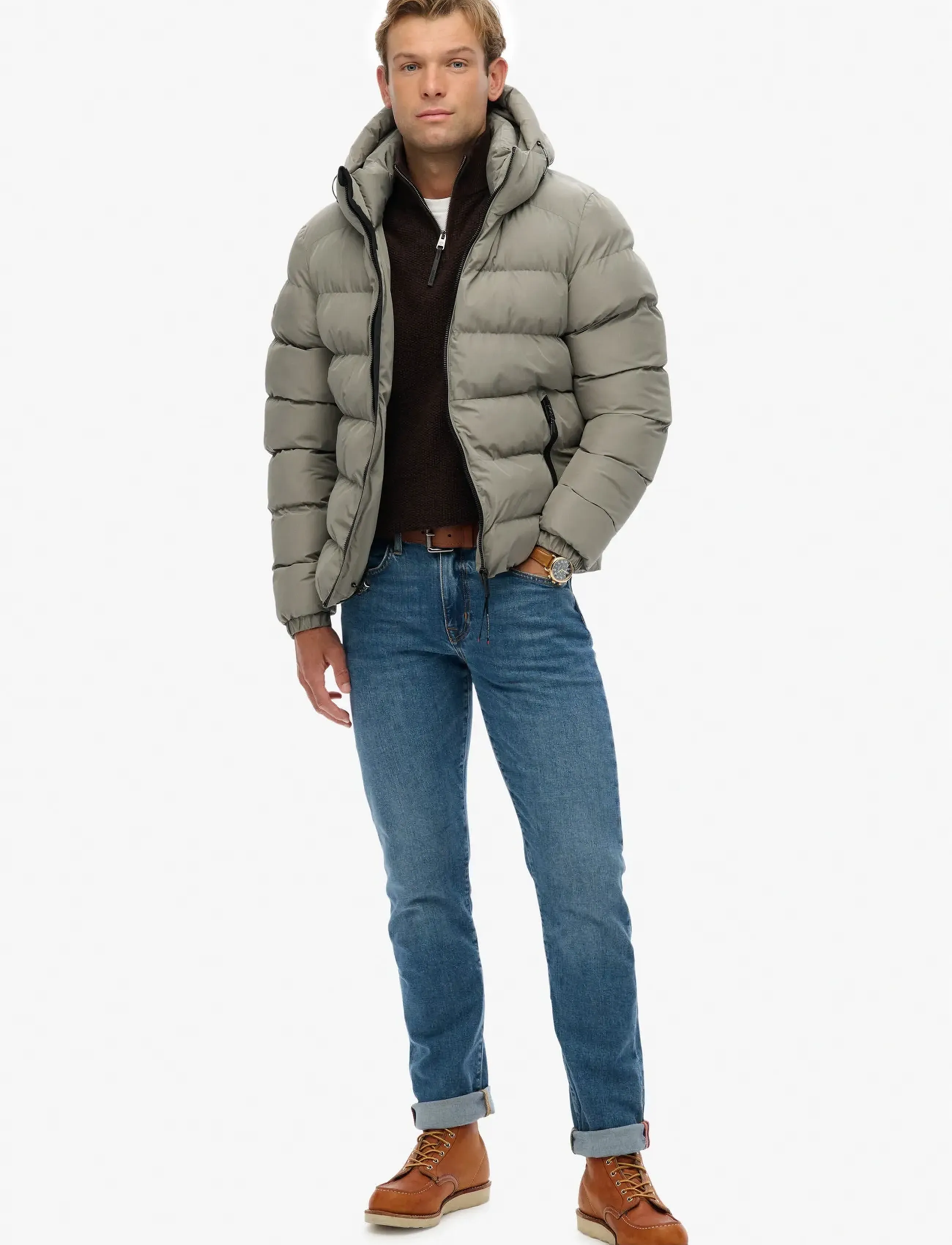 Superdry - HOODED SPORTS PUFFER JACKET - voodriga joped - light khaki green - 5