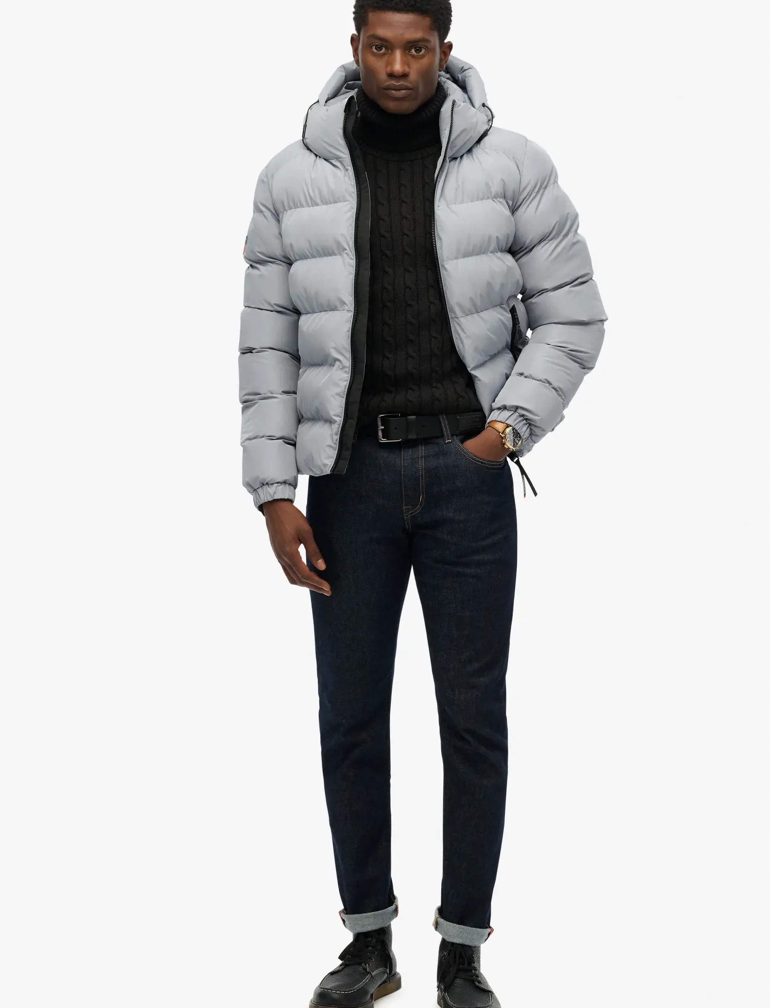Superdry - HOODED SPORTS PUFFER JACKET - dunjakker - washed denim - 5