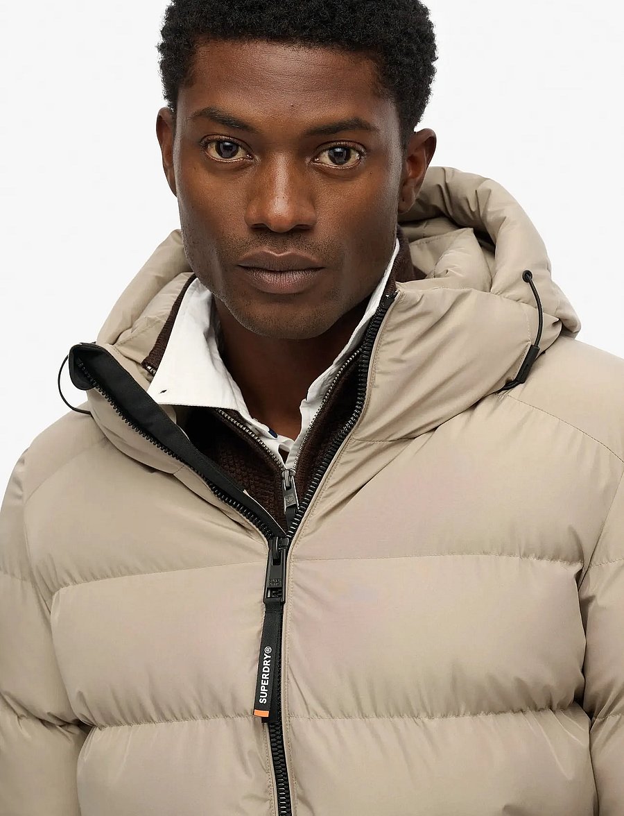 Superdry - HOODED SPORTS PUFFER JACKET - daunenjacken - winter twig beige - 2