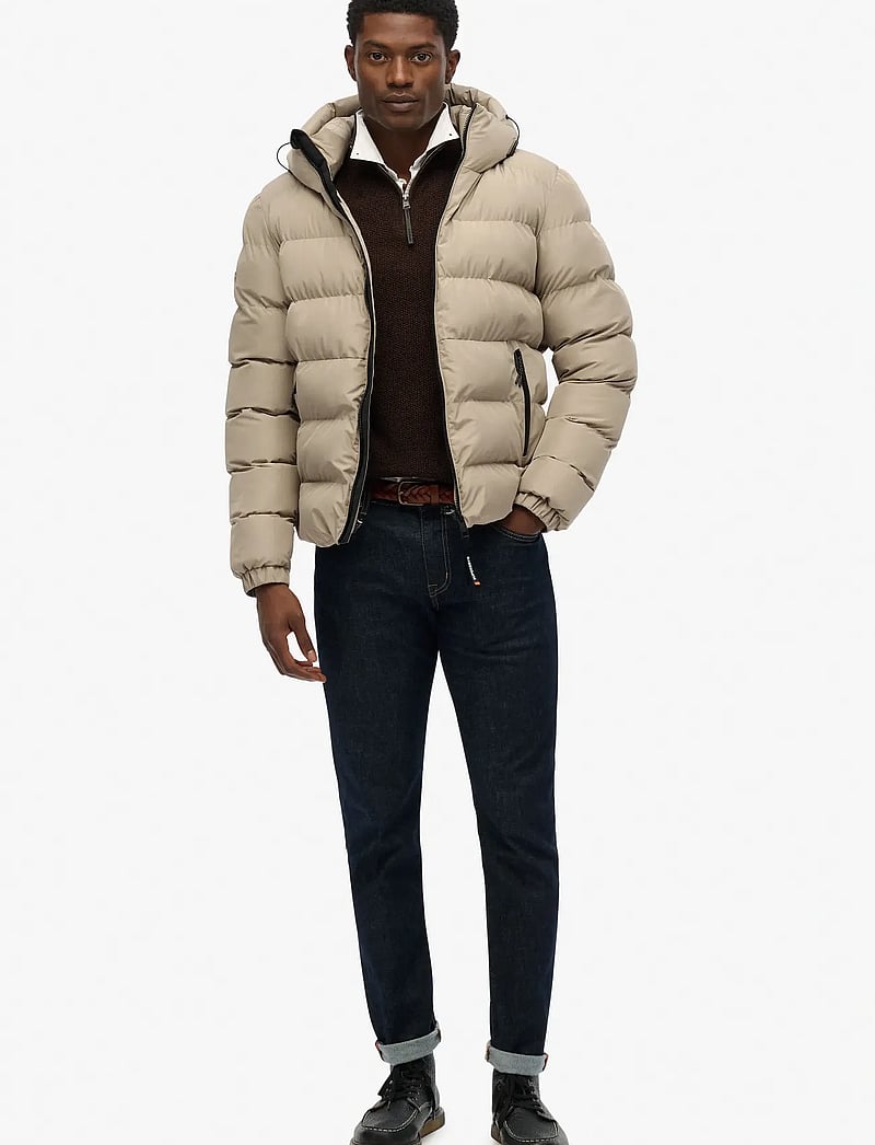 Superdry - HOODED SPORTS PUFFER JACKET - dunjakker - winter twig beige - 5