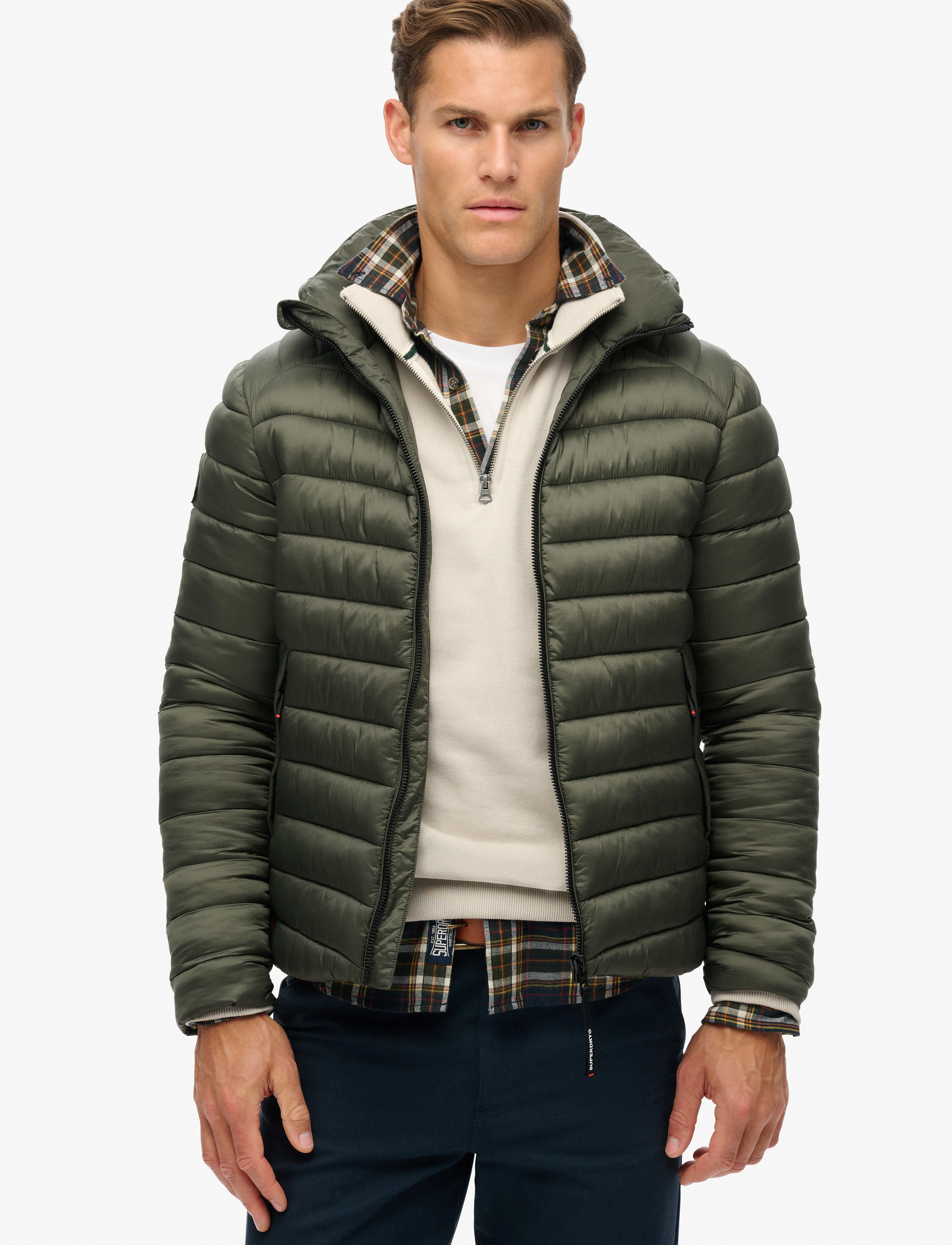 Superdry HOODED FUJI SPORT PADDED JKT - Frühlingsjacken - ARMY KHAKI / green