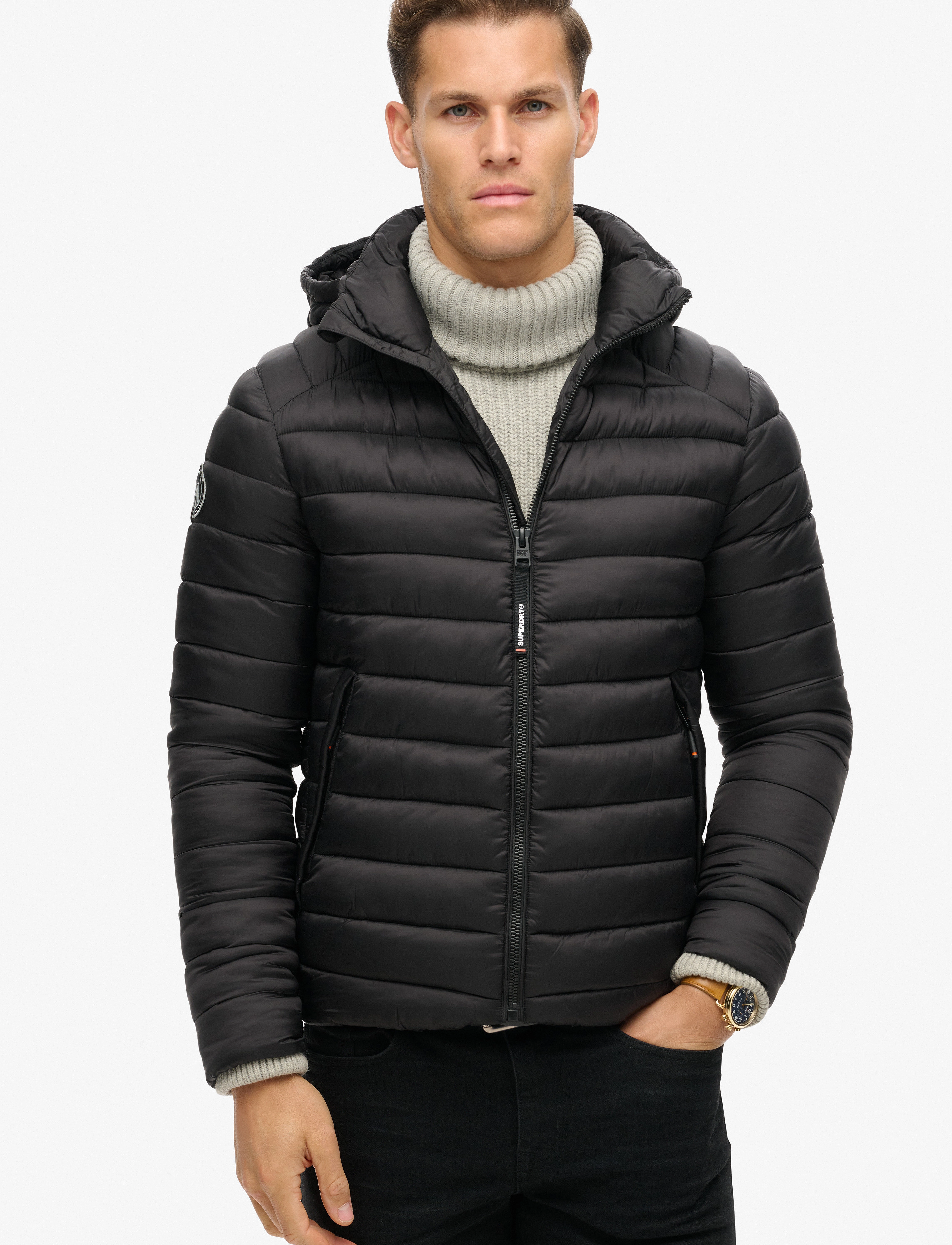 Superdry - HOODED FUJI SPORT PADDED JKT - forårsjakker - black - 2