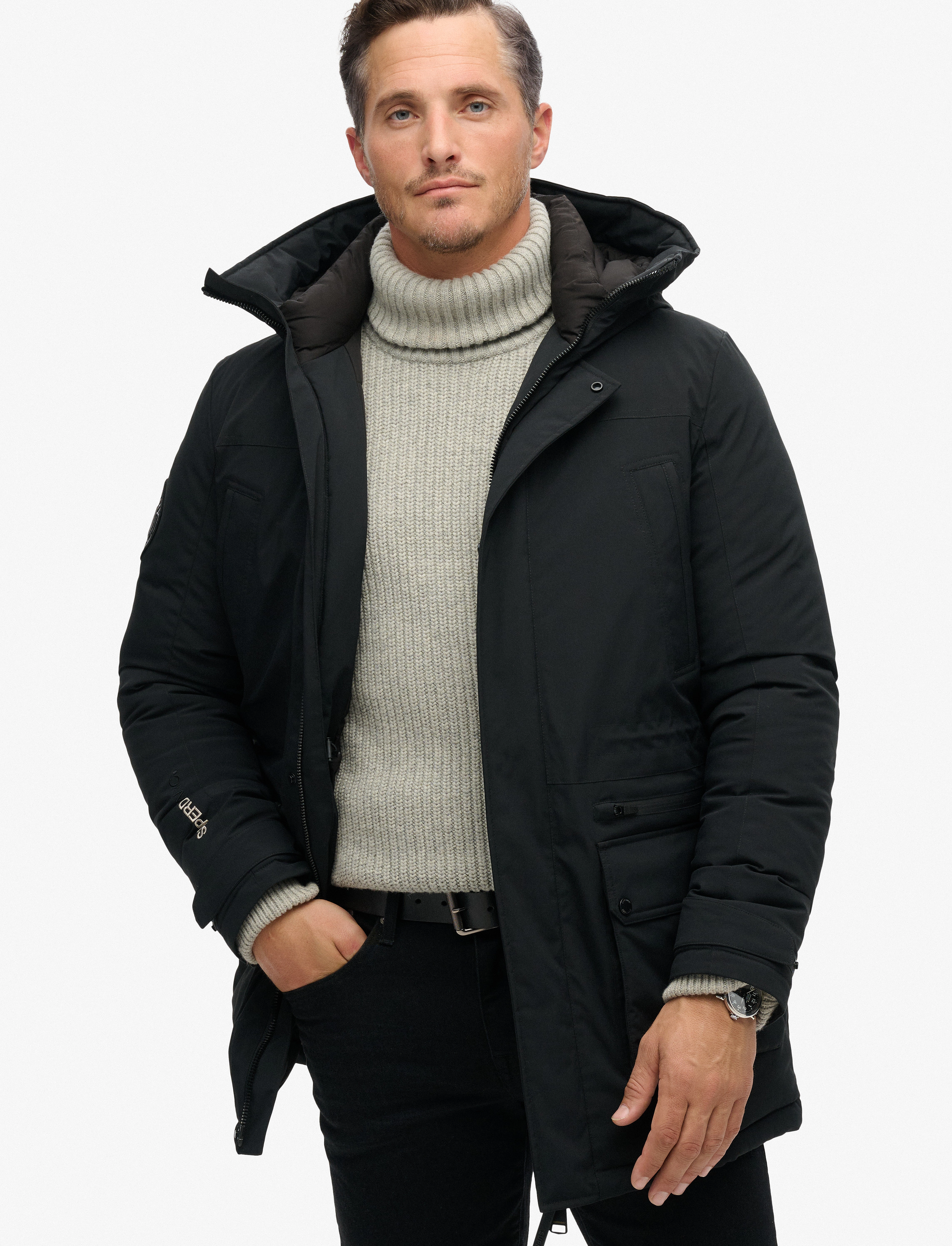 Superdry City Padded Parka Jacket, M, Jackets, Schwarz - Parkas, Männerswear