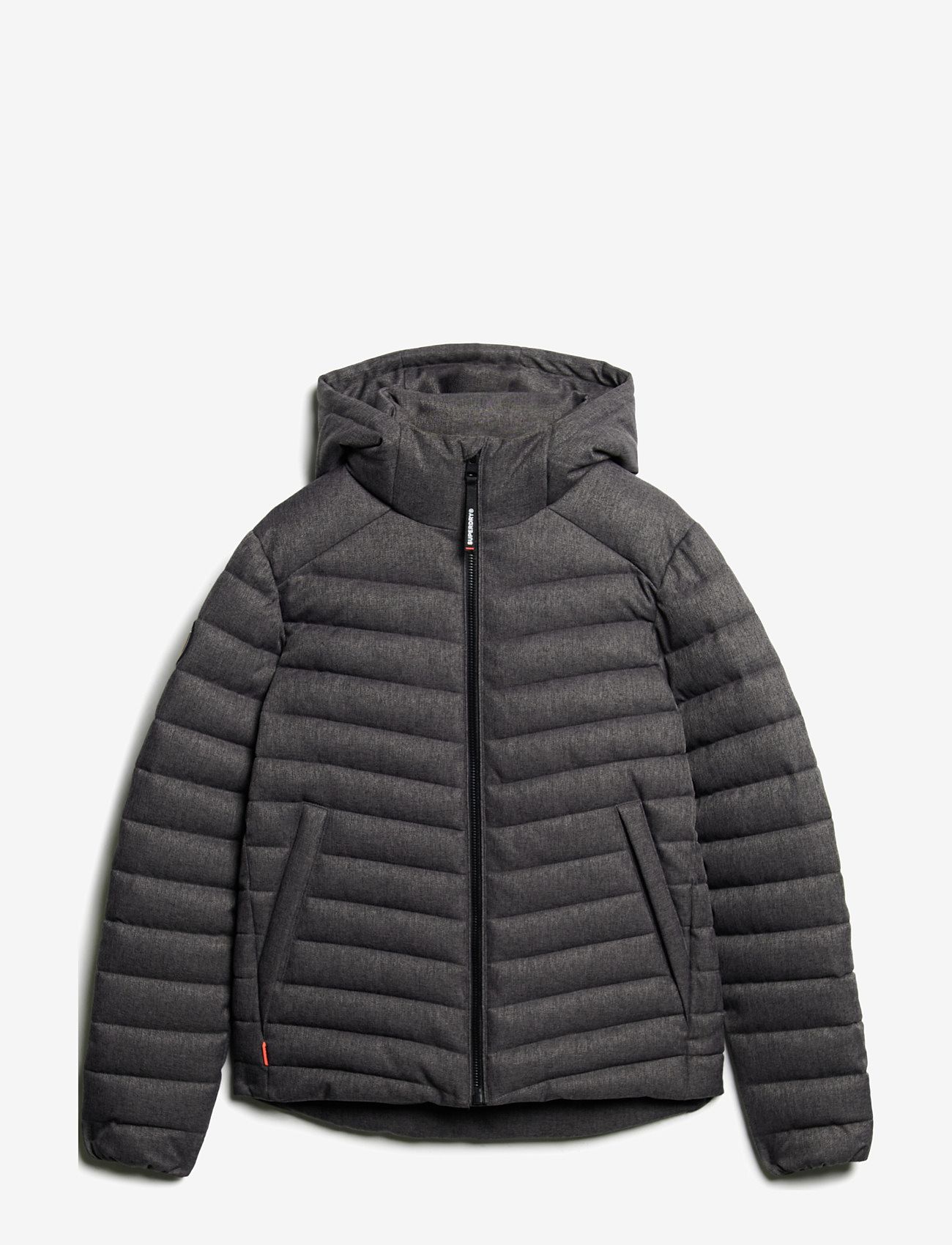 Superdry - HOODED TWEED FUJI PADDED JKT - vinterjakker - dark grey marl - 1