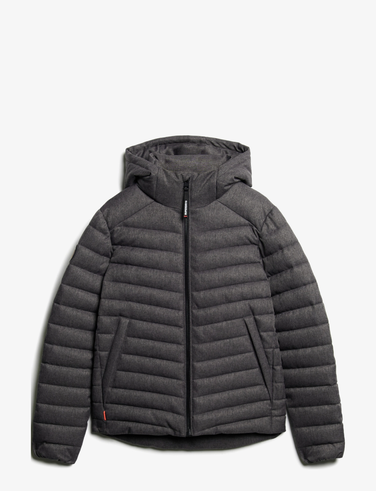 Superdry - HOODED TWEED FUJI PADDED JKT - dark grey marl - 1