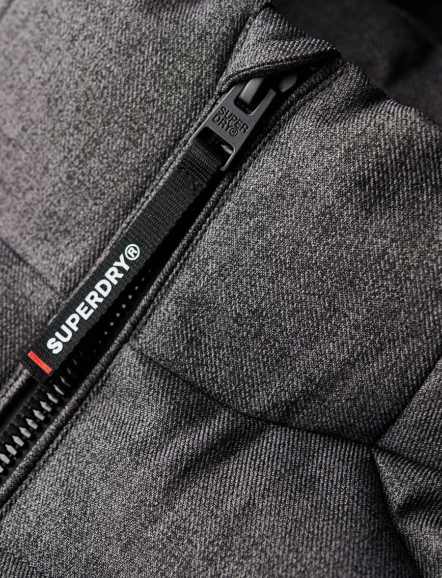 Superdry - HOODED TWEED FUJI PADDED JKT - dark grey marl - 4