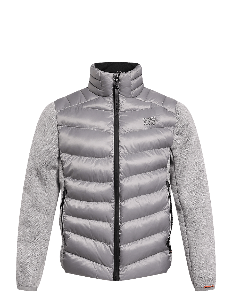 Superdry - STORM KNIT HYBRID PADDED JKT - hybrid jackets - grey marl - 1