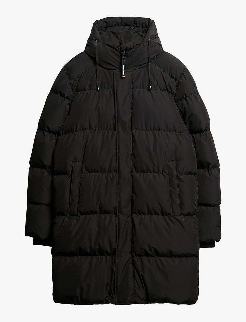 Superdry - HOODED SPORTS PUFFER MID JKT - winter jackets - black - 1