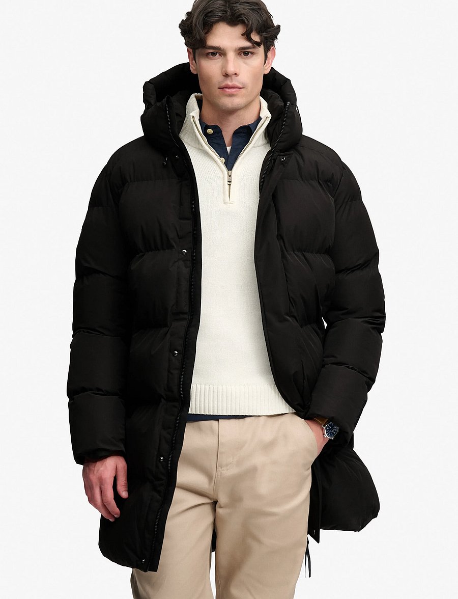 Superdry - HOODED SPORTS PUFFER MID JKT - daunenjacken - black - 0