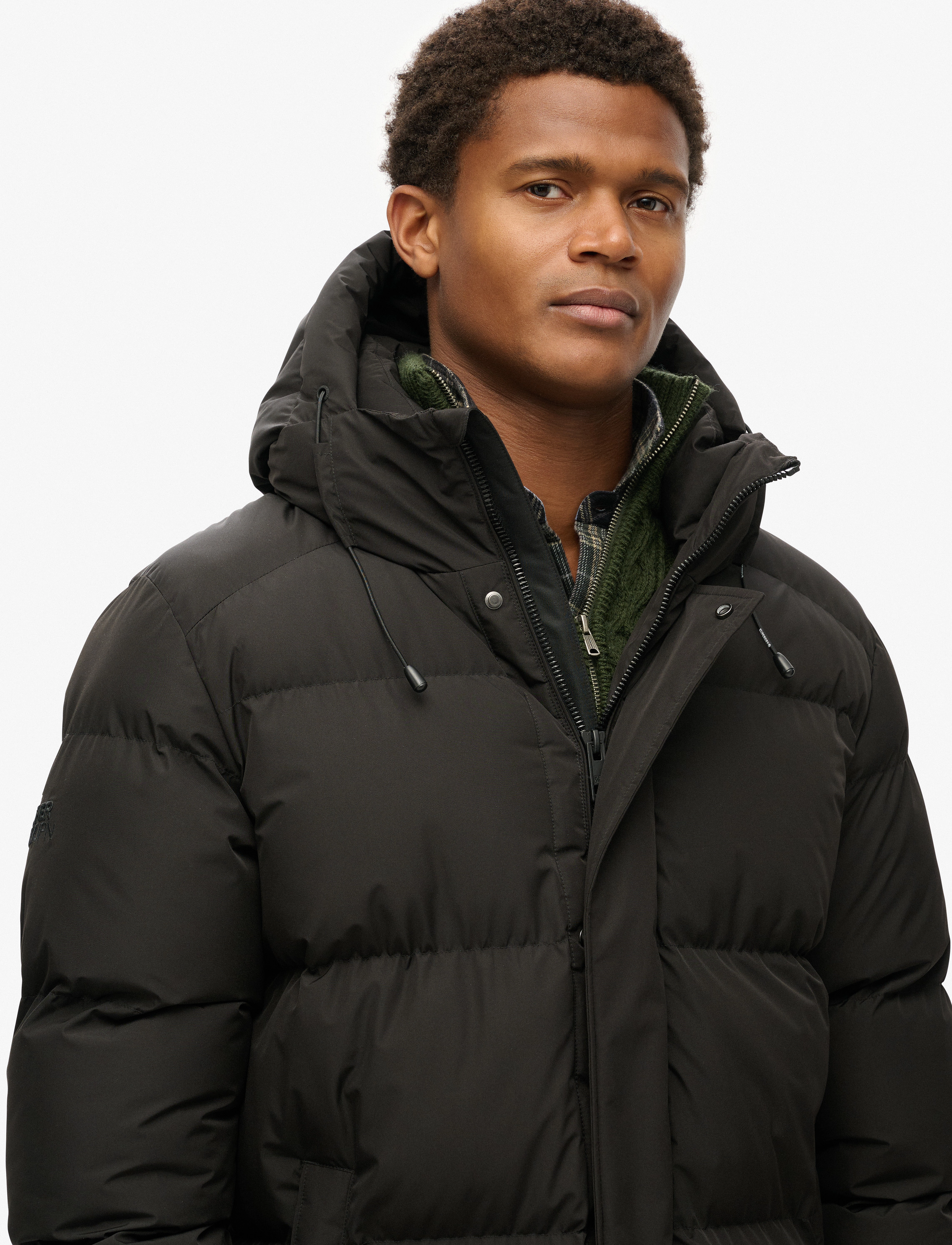 Superdry - HOODED SPORTS PUFFER MID JKT - vestes matelassées - black - 2