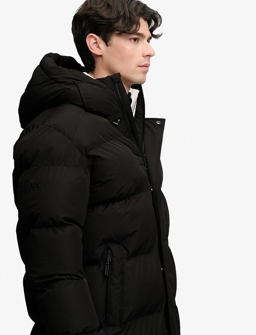 Superdry - HOODED SPORTS PUFFER MID JKT - daunenjacken - black - 3