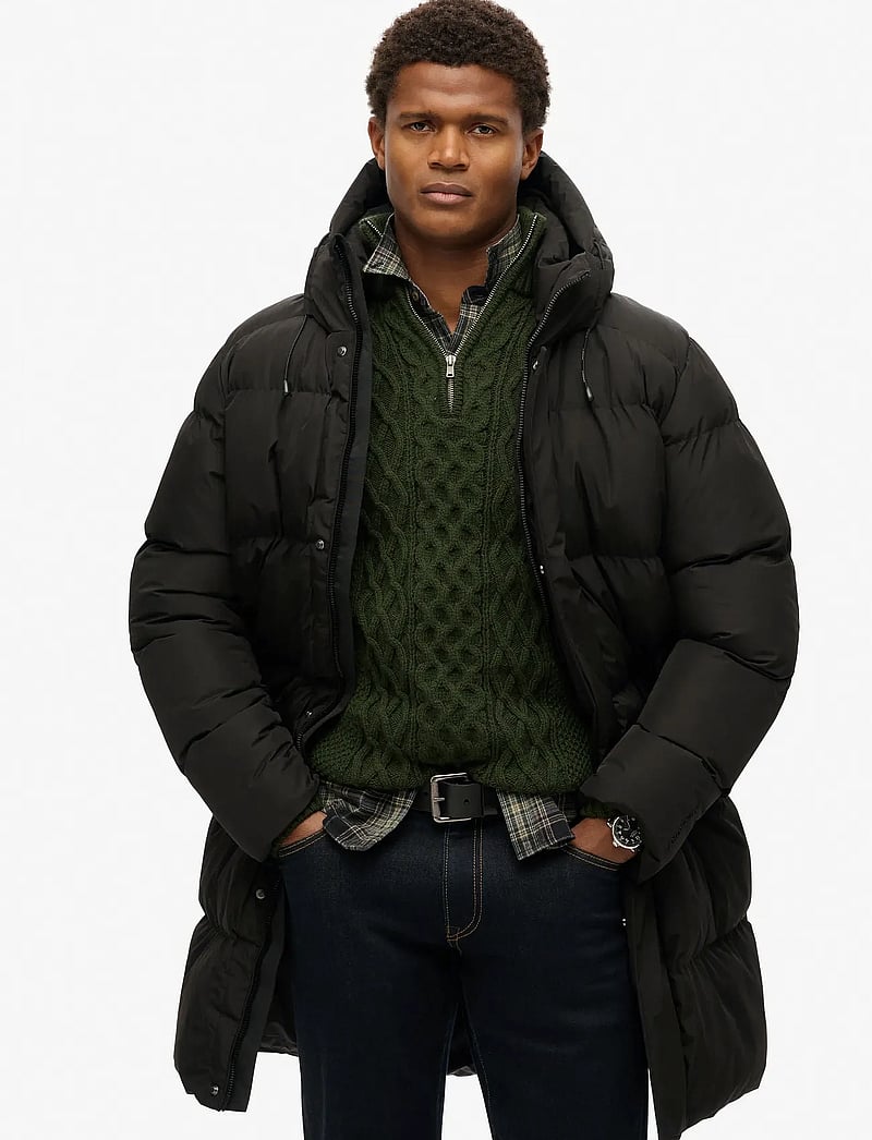 Superdry - HOODED SPORTS PUFFER MID JKT - winter jackets - black - 5