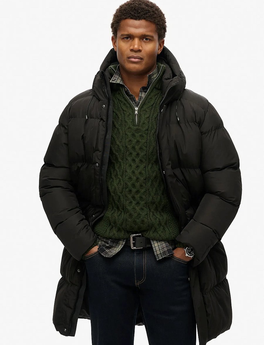 Superdry - HOODED SPORTS PUFFER MID JKT - vestes matelassées - black - 5