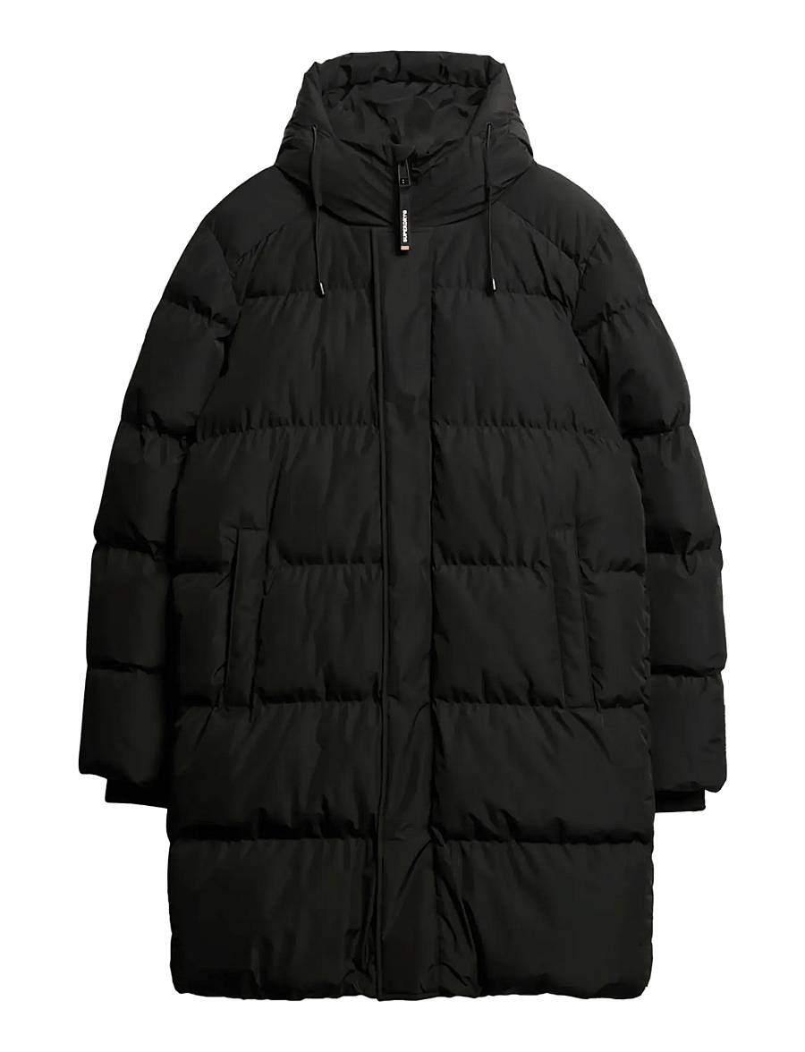 Superdry - HOODED SPORTS PUFFER MID JKT - daunenjacken - black - 4