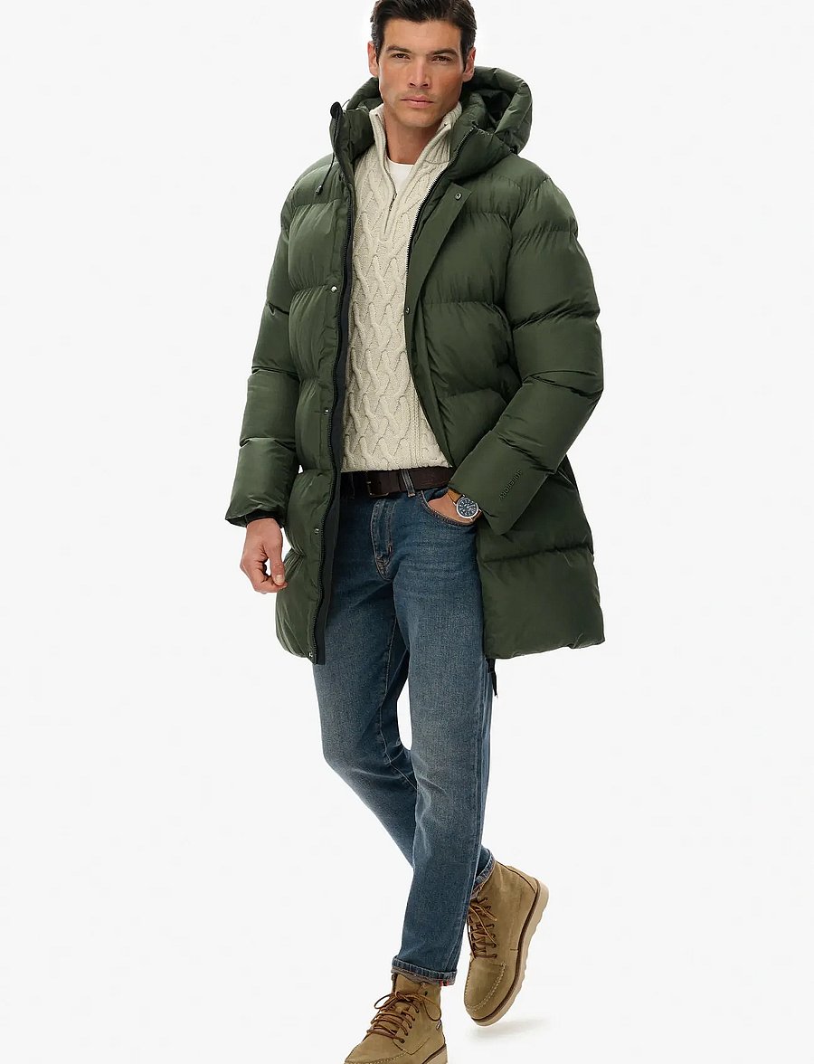 Superdry - HOODED SPORTS PUFFER MID JKT - daunenjacken - dark moss green - 4