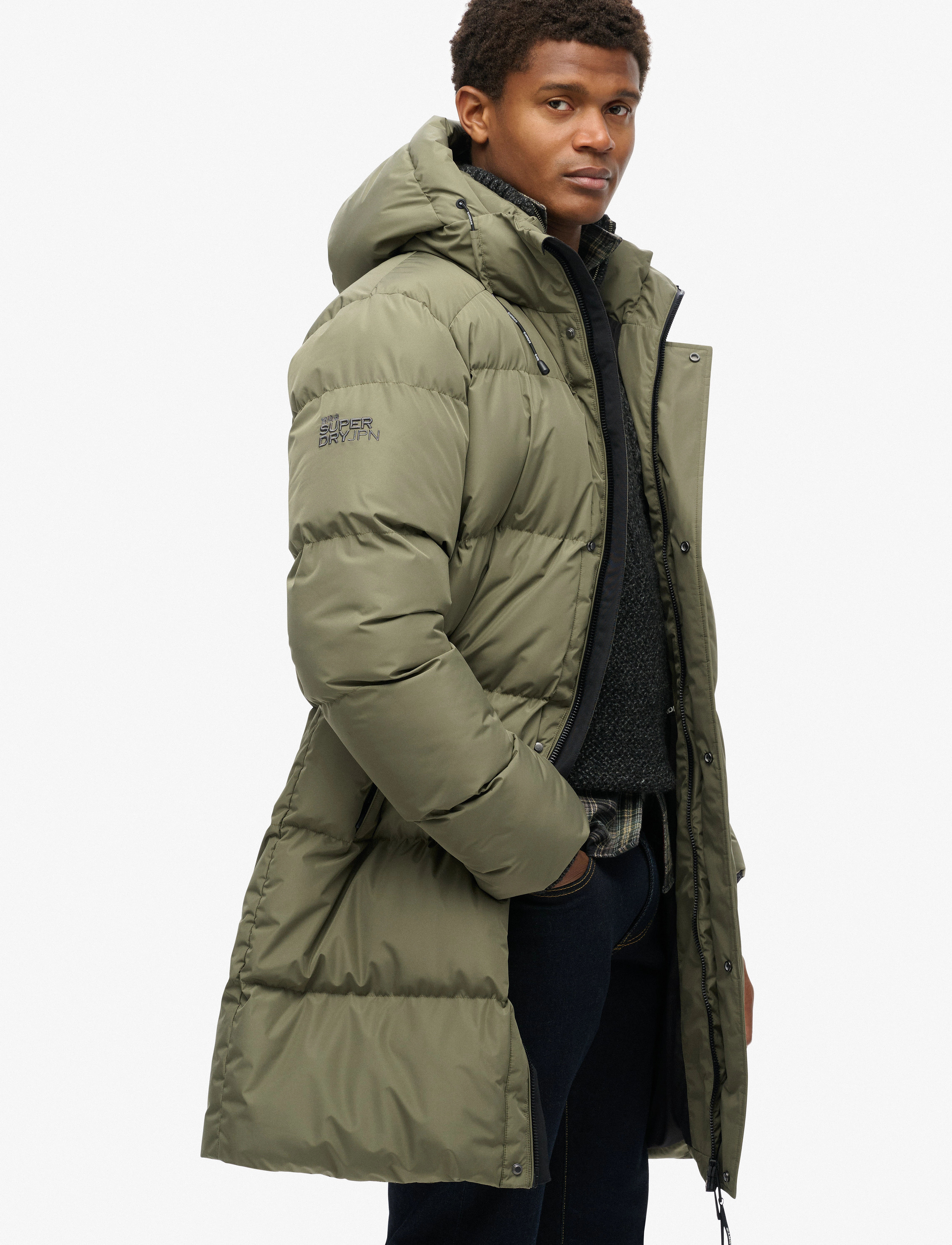 Superdry - HOODED SPORTS PUFFER MID JKT - talvejoped - dusty olive green - 5