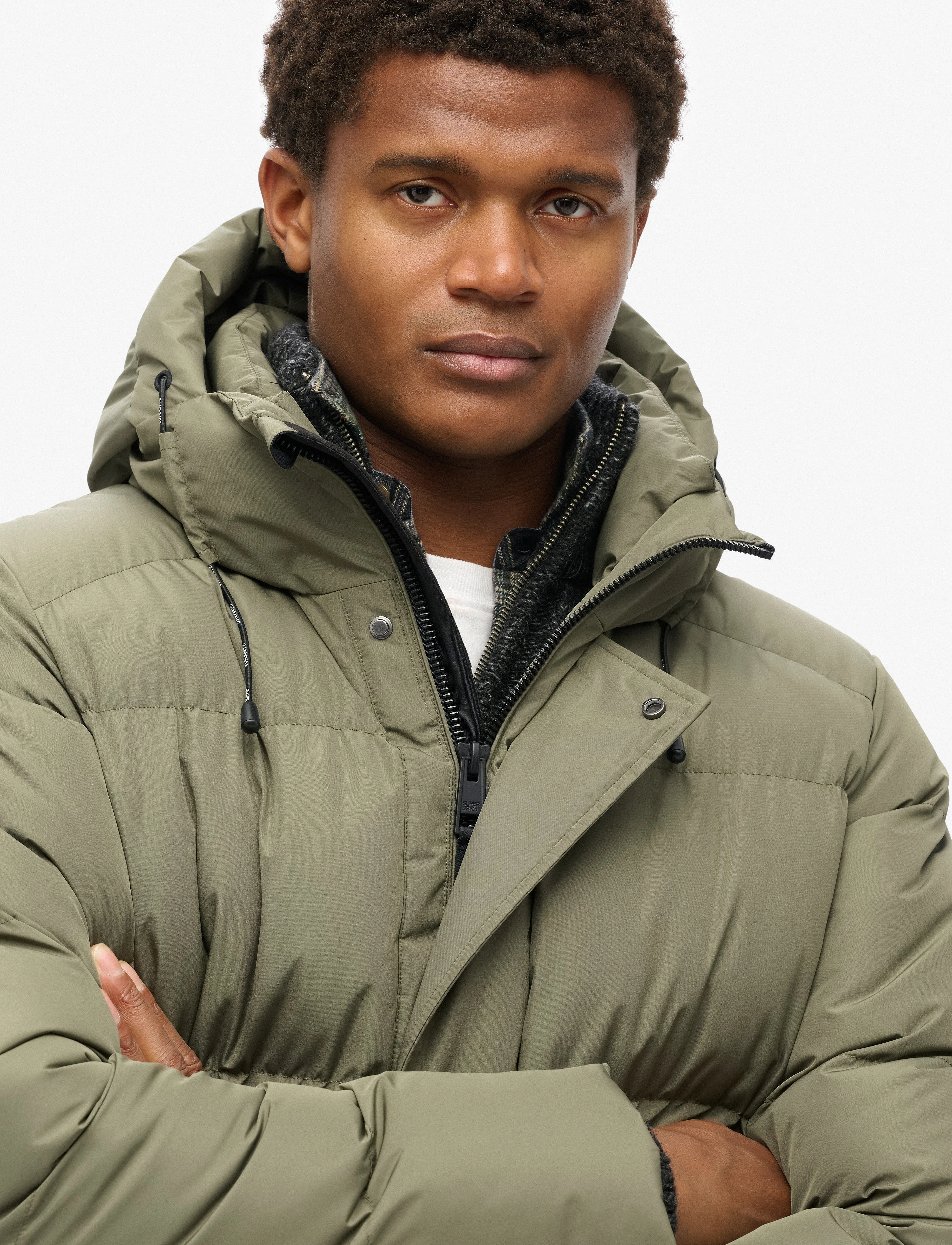 Superdry - HOODED SPORTS PUFFER MID JKT - talvejoped - dusty olive green - 4