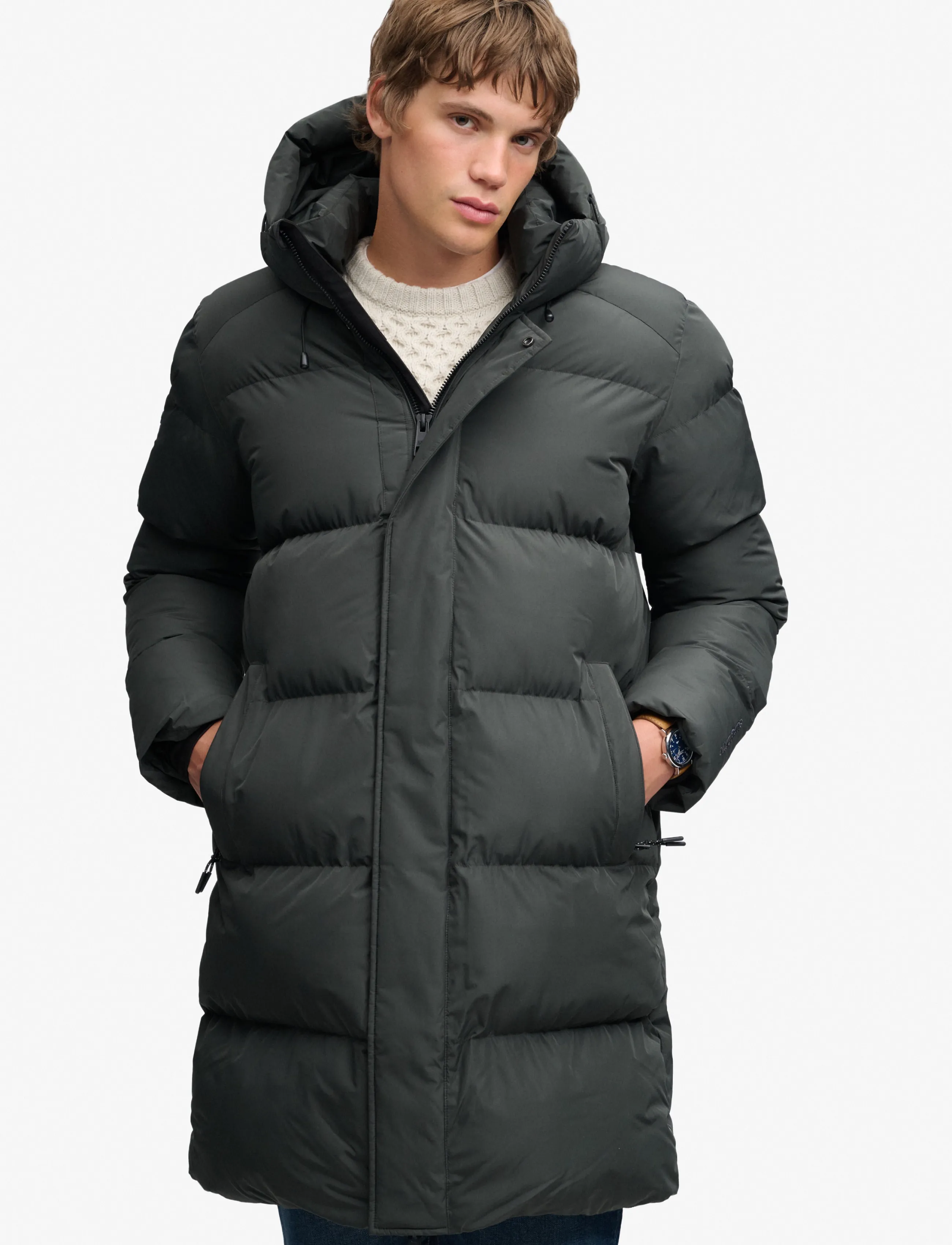Superdry - HOODED SPORTS PUFFER MID JKT - winterjacken - hiking khaki - 4