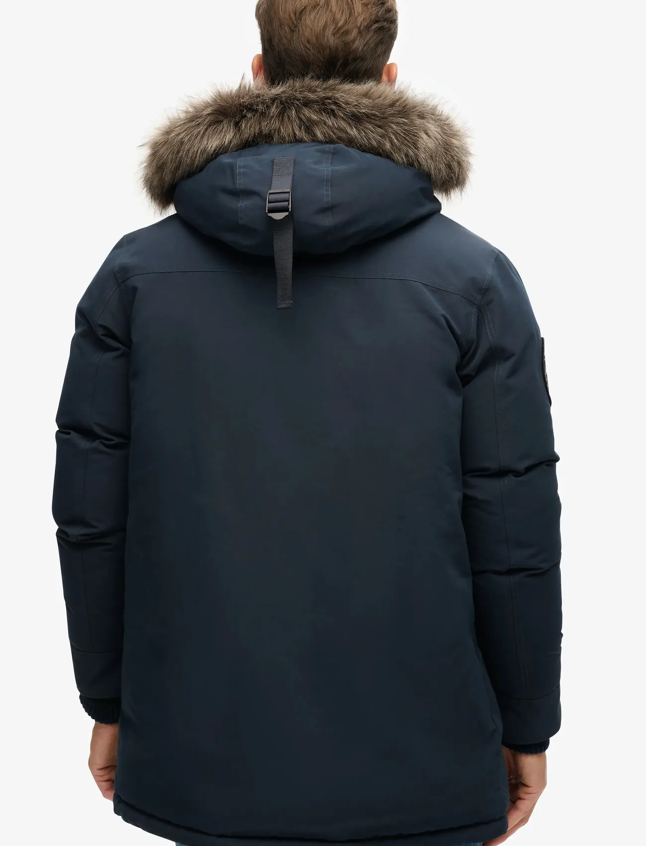Everest marinblå parkas i syntetisk päls 9