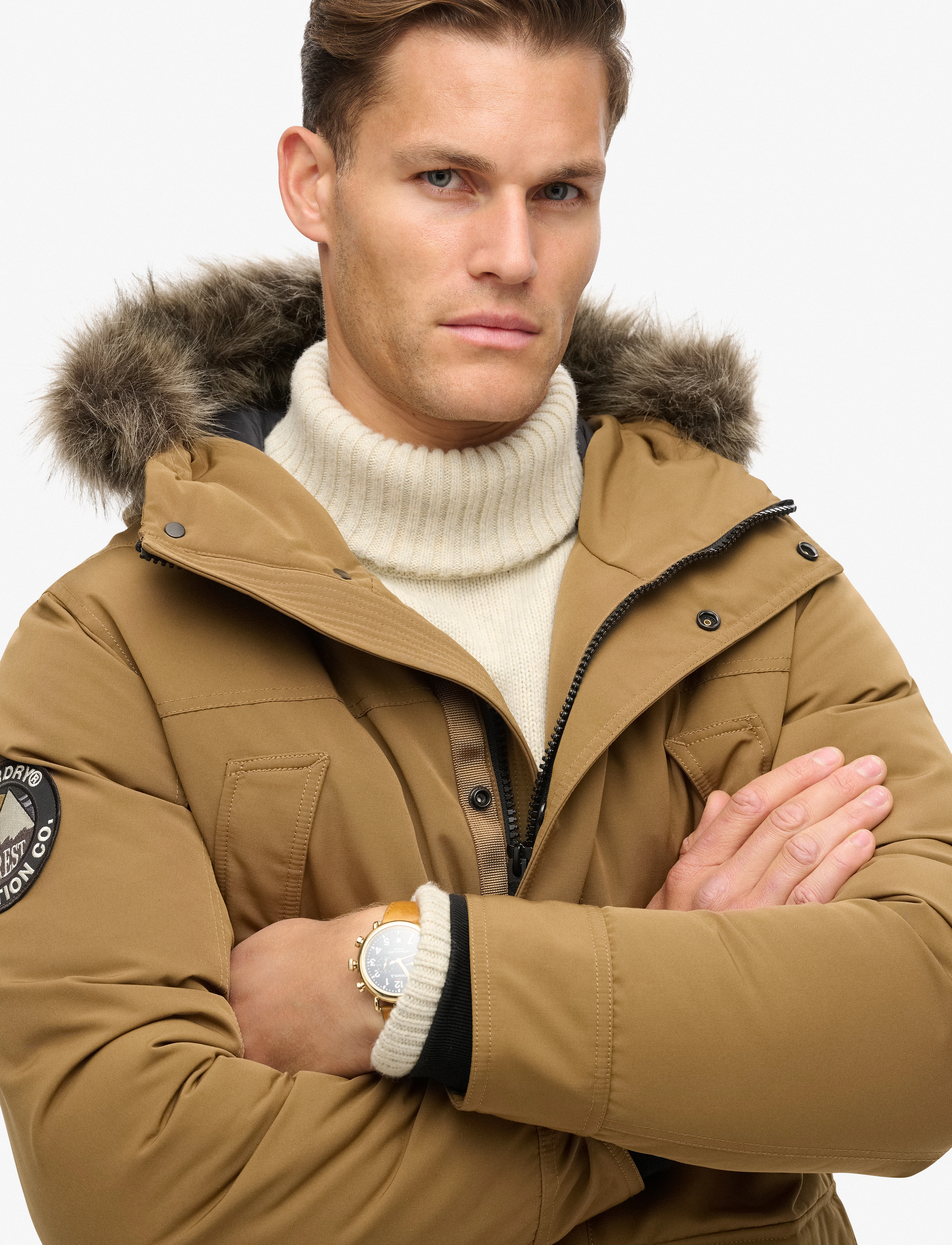 Everest brun parkas i syntetisk päls 6