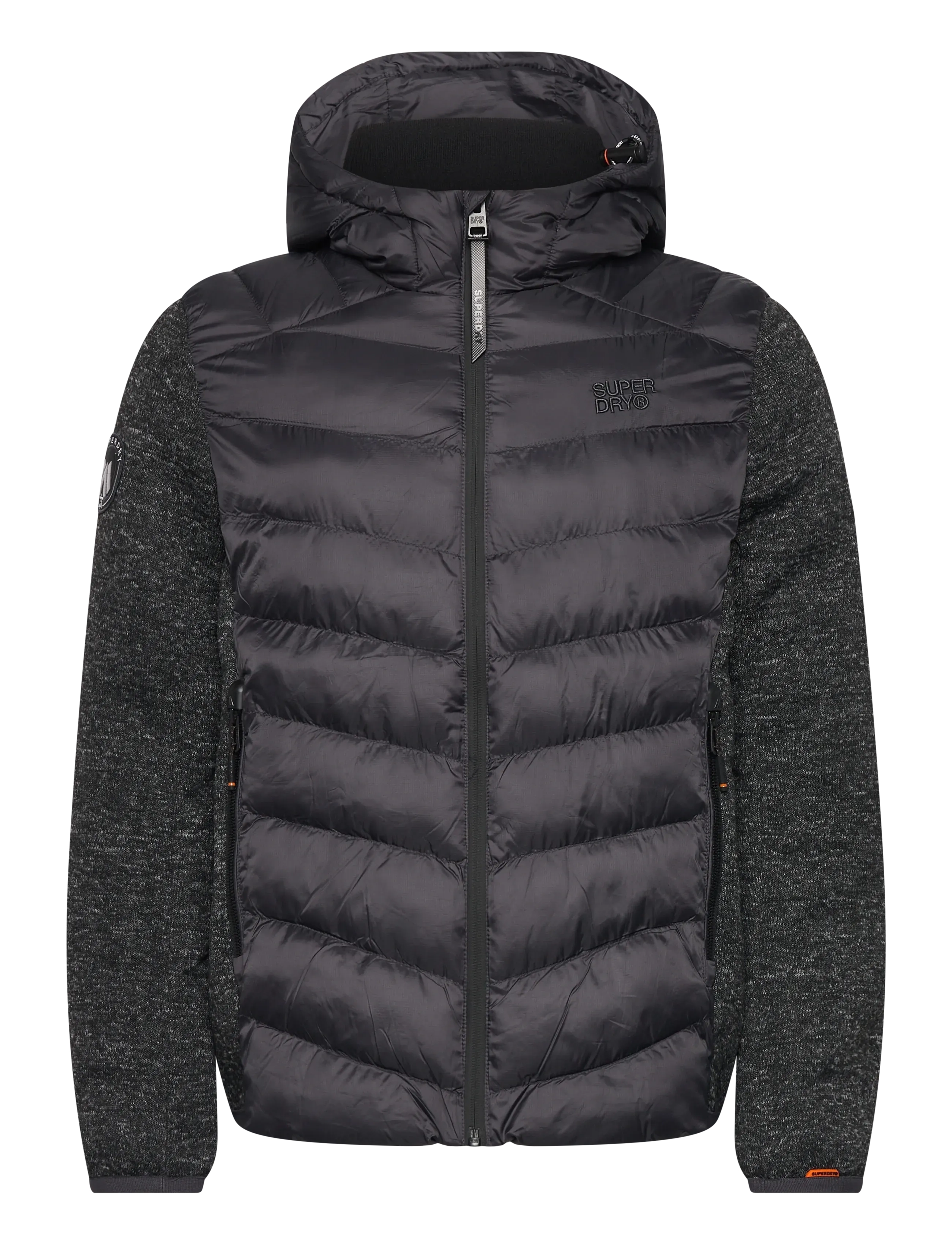 Superdry HOODED KNIT STORM HYBRID JKT - Clothing - DARK CHARCOAL MARL / grey
