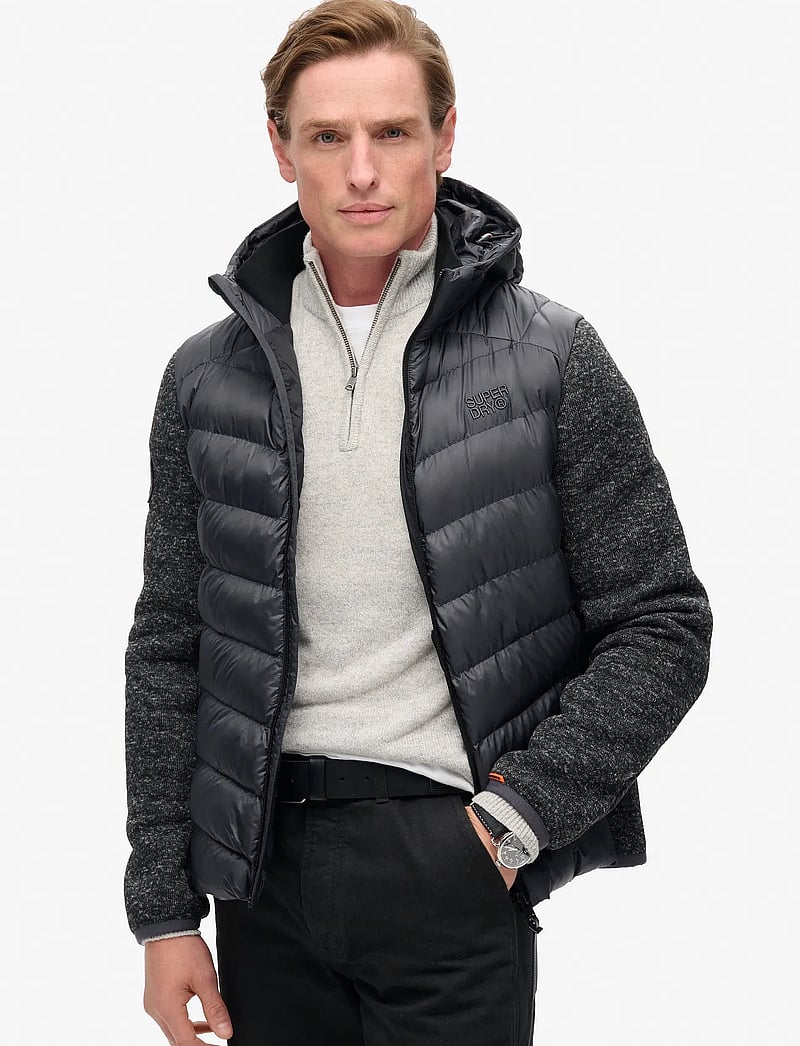 Superdry - HOODED KNIT STORM HYBRID JKT - vinterjakker - dark charcoal marl - 0