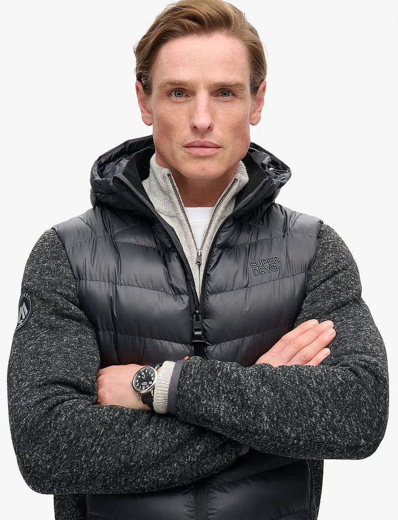 Superdry - HOODED KNIT STORM HYBRID JKT - vinterjakker - dark charcoal marl - 5